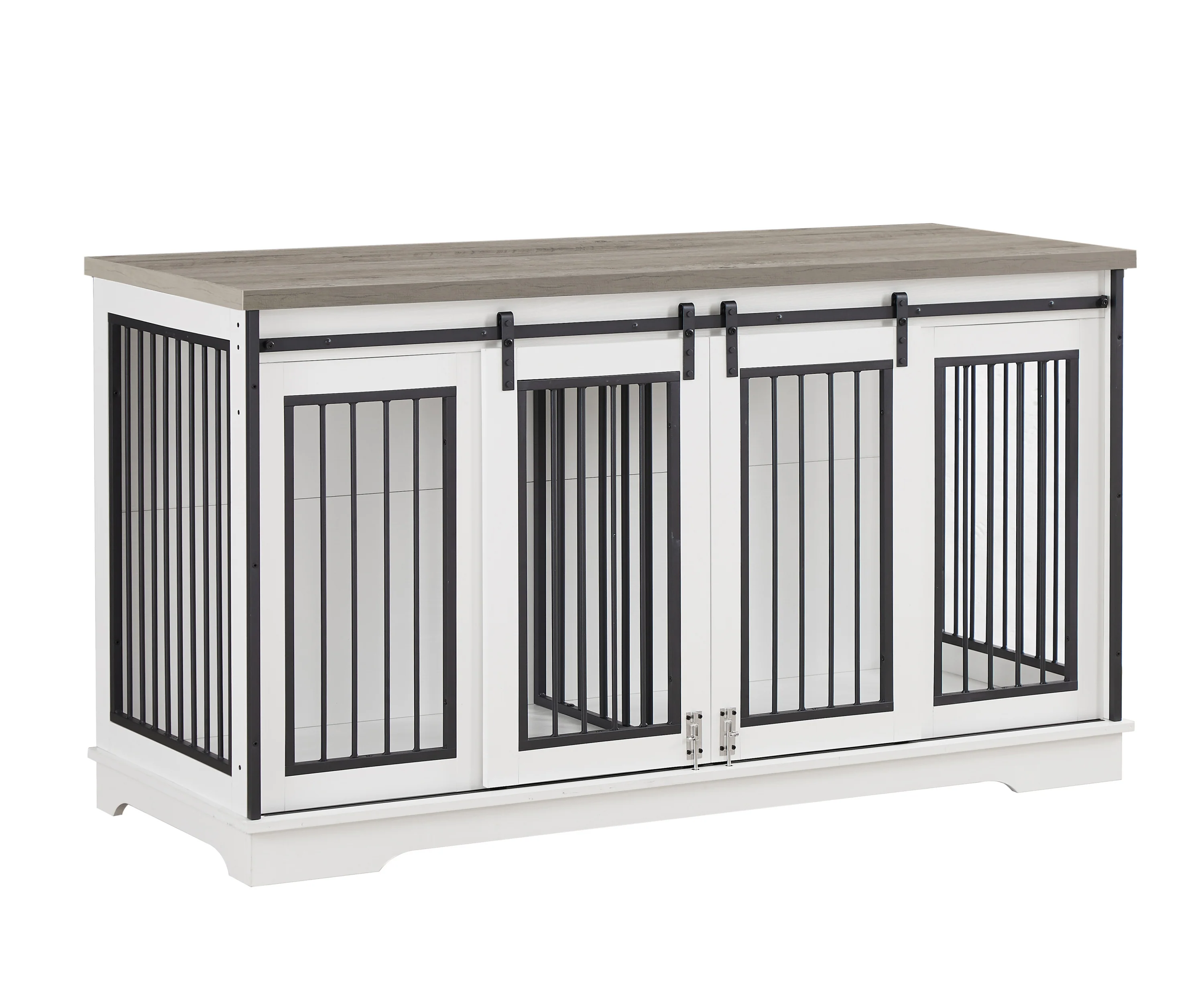 Magnus 61-Inch Dual Dog Crate TV Stand with Sliding Doors and Storage Drawers - Image 24