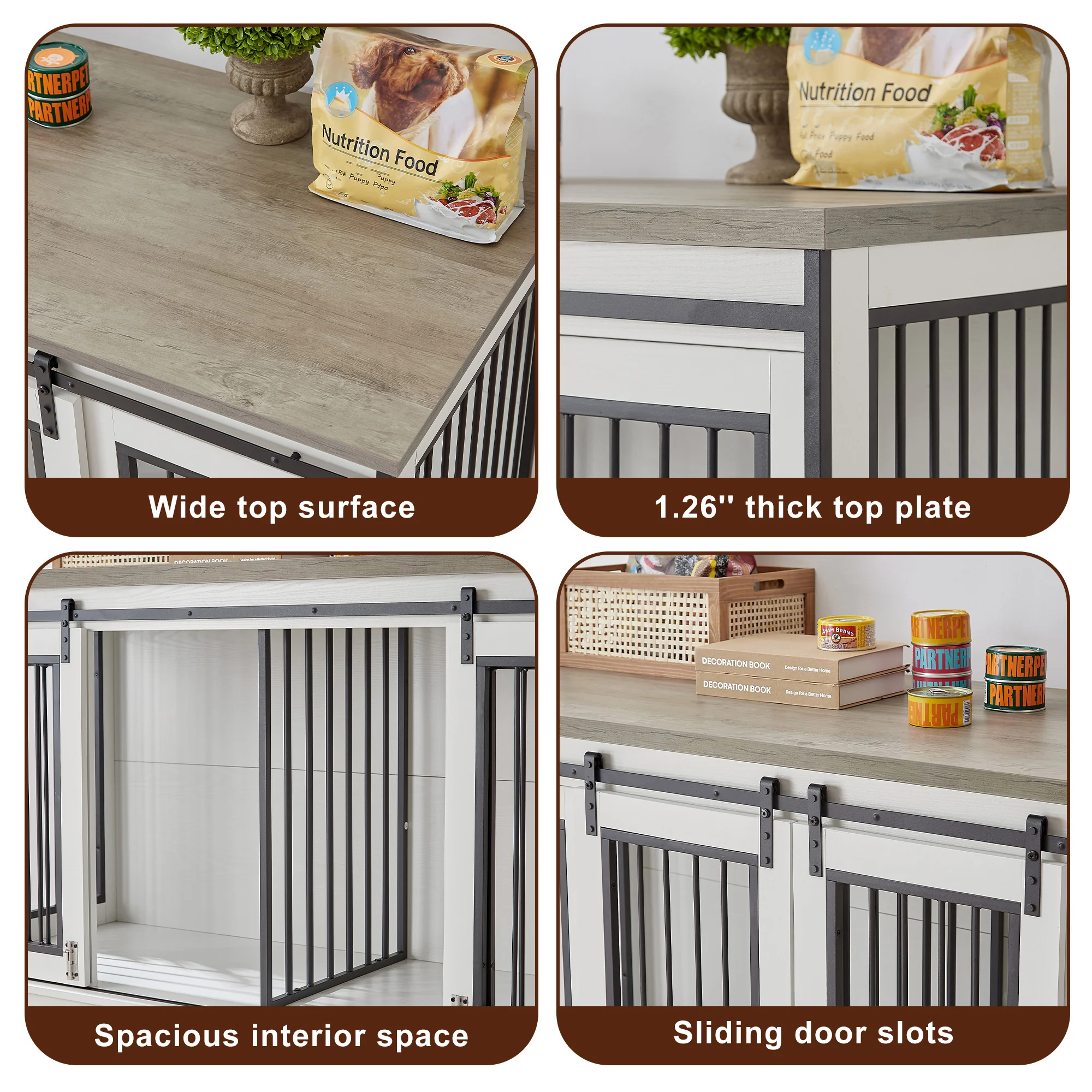 Magnus 61-Inch Dual Dog Crate TV Stand with Sliding Doors and Storage Drawers - Image 28