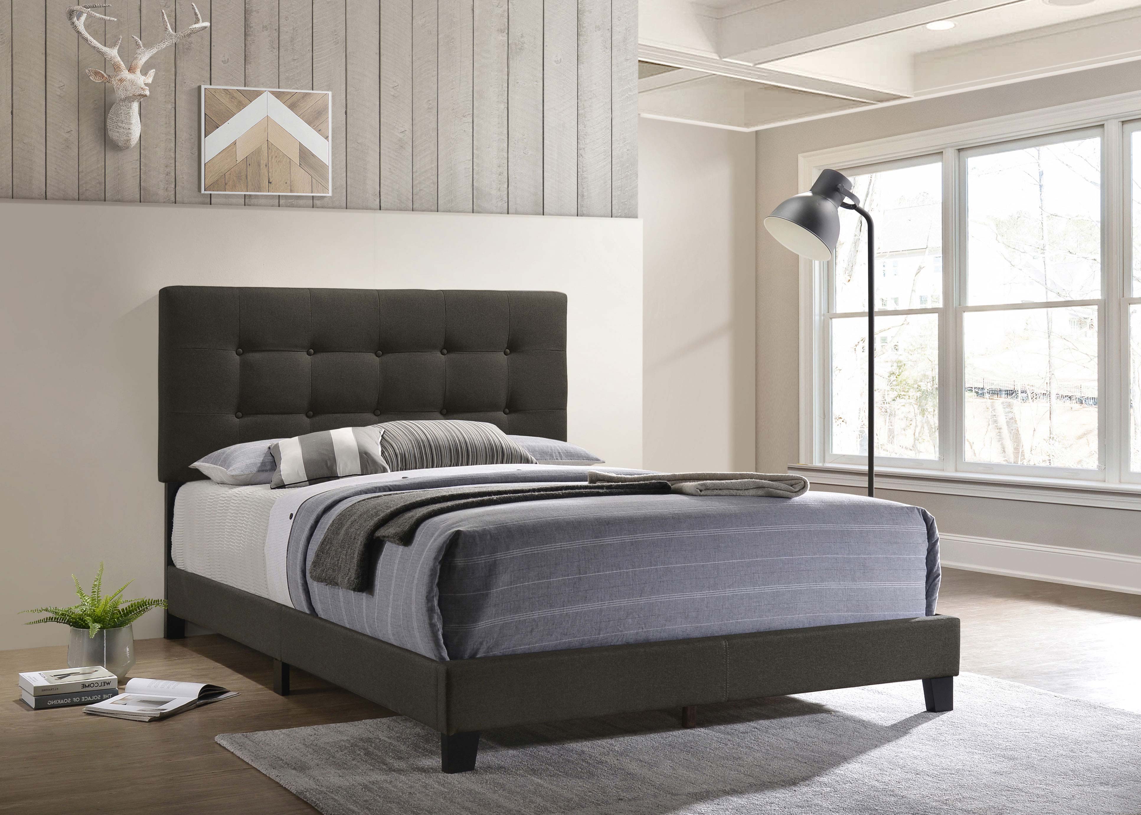 Mapes Upholstered Full Panel Bed in Charcoal - Image 5