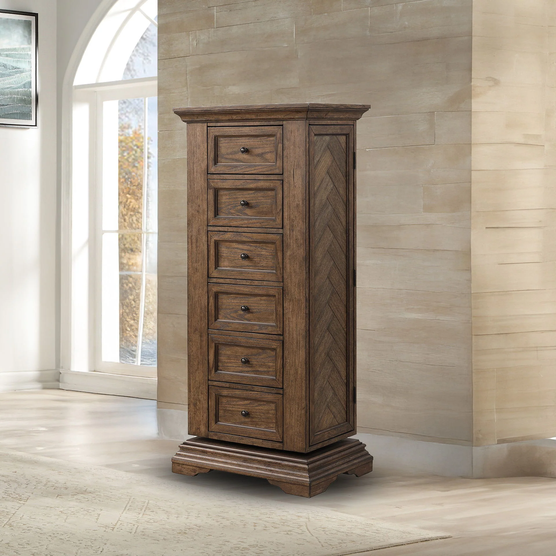 Mar Vista - Swivel Lingerie Chest With Mirror - Walnut - Image 4