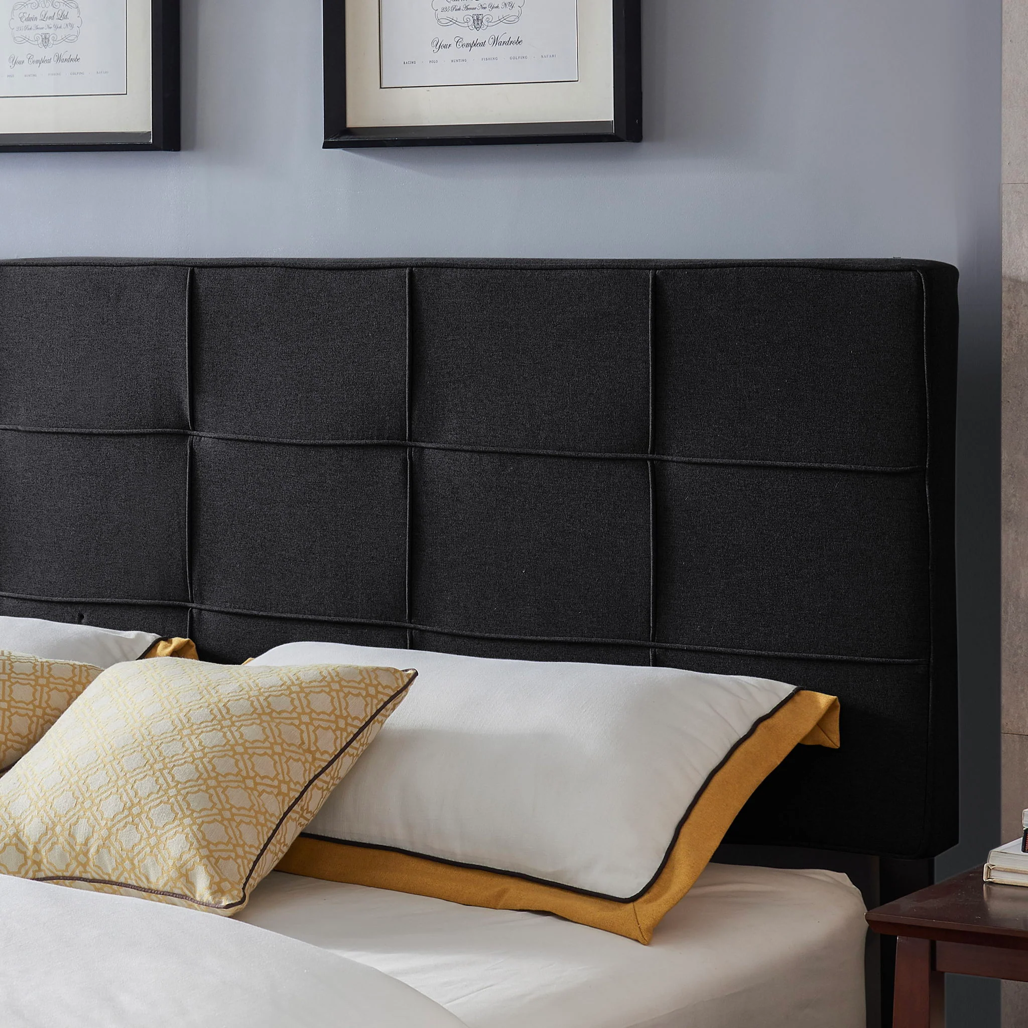 Marakesh - Contemporary Fabric Upholstered King / California King Headboard - Black - Image 7
