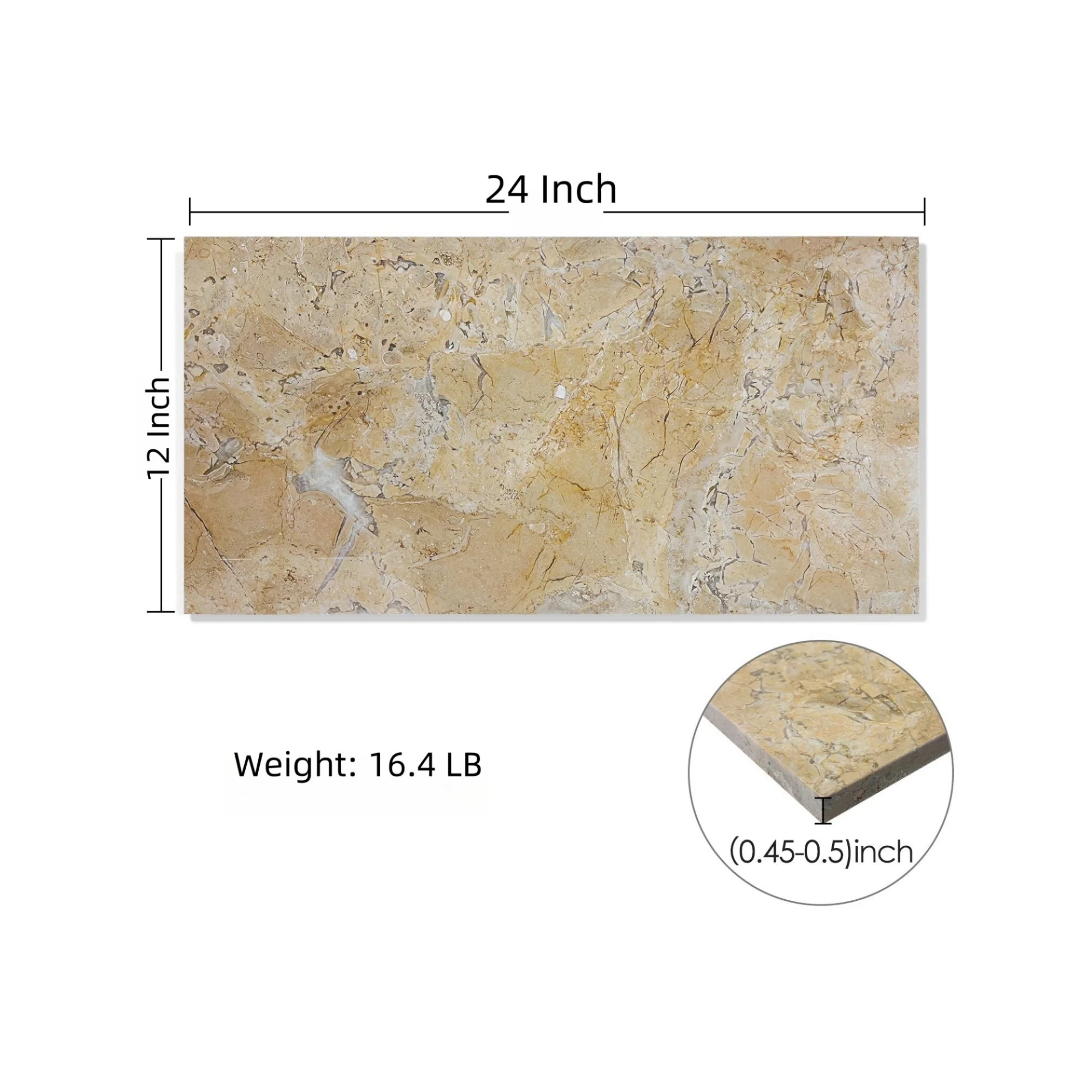 Marble Tile For Floor And Wall Honed 12 X 24" Stone (Set of 4) - Beige / Gold - Image 6