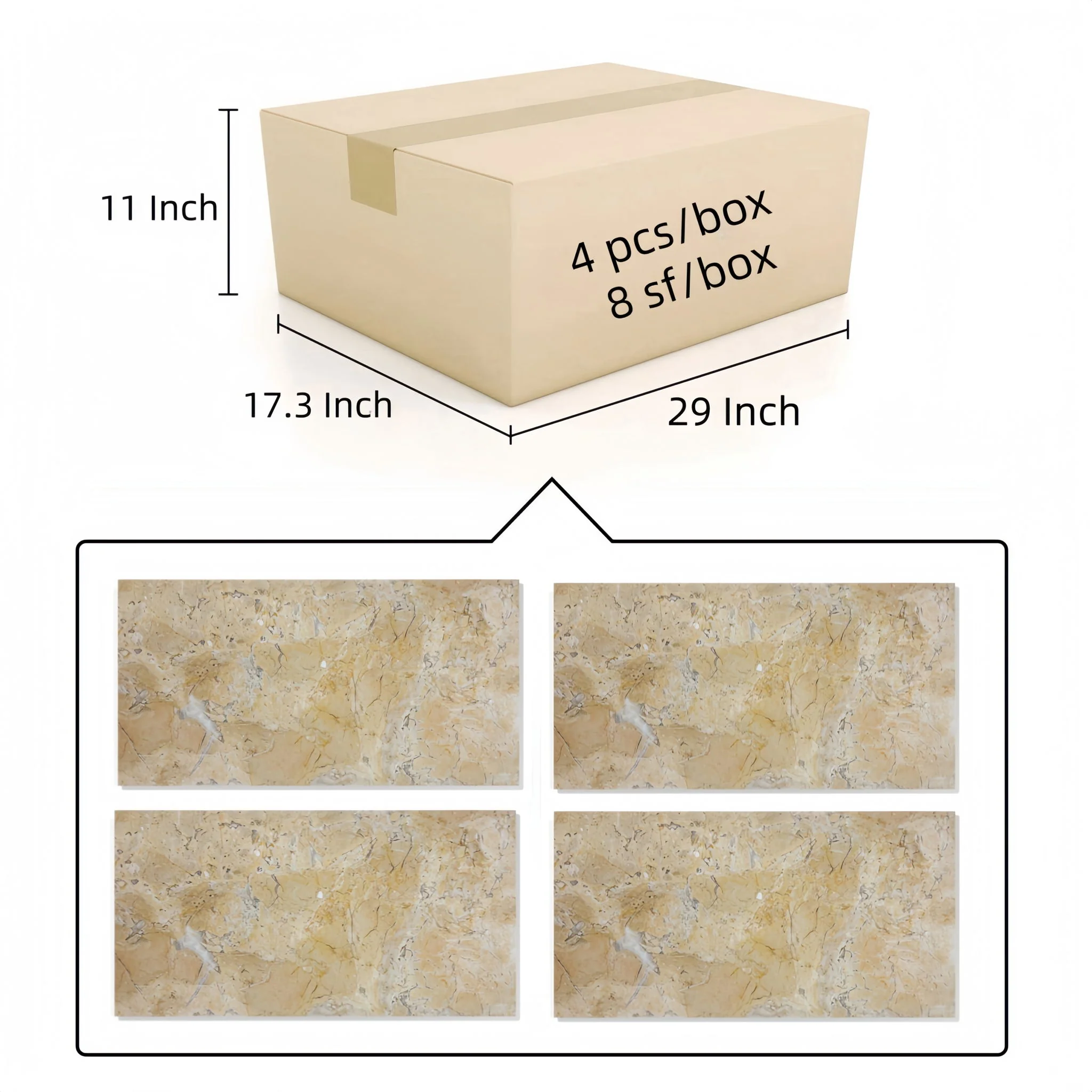Marble Tile For Floor And Wall Honed 12 X 24" Stone (Set of 4) - Beige / Gold - Image 7