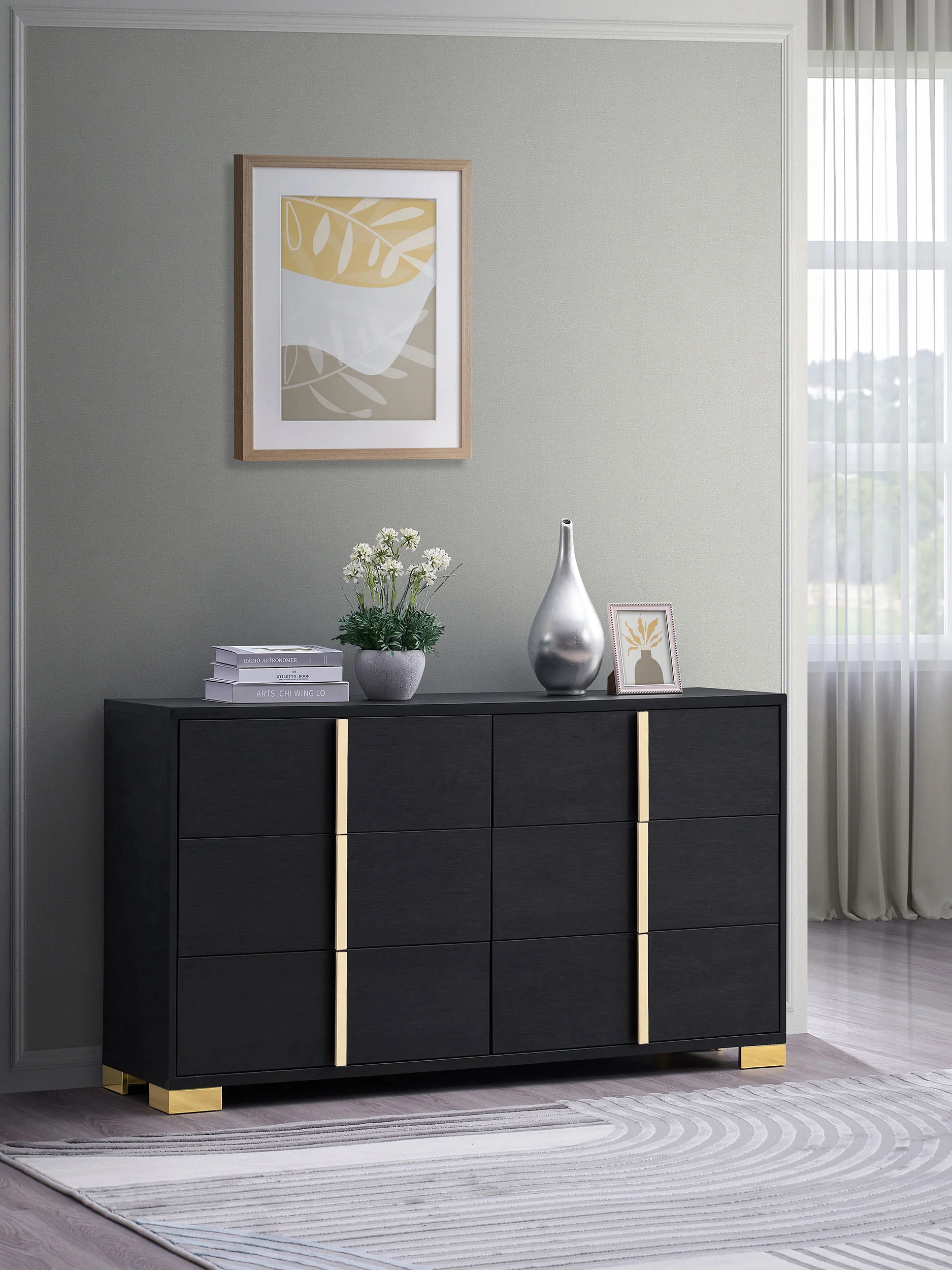 Marceline 6-Drawer Dresser Black - Image 3