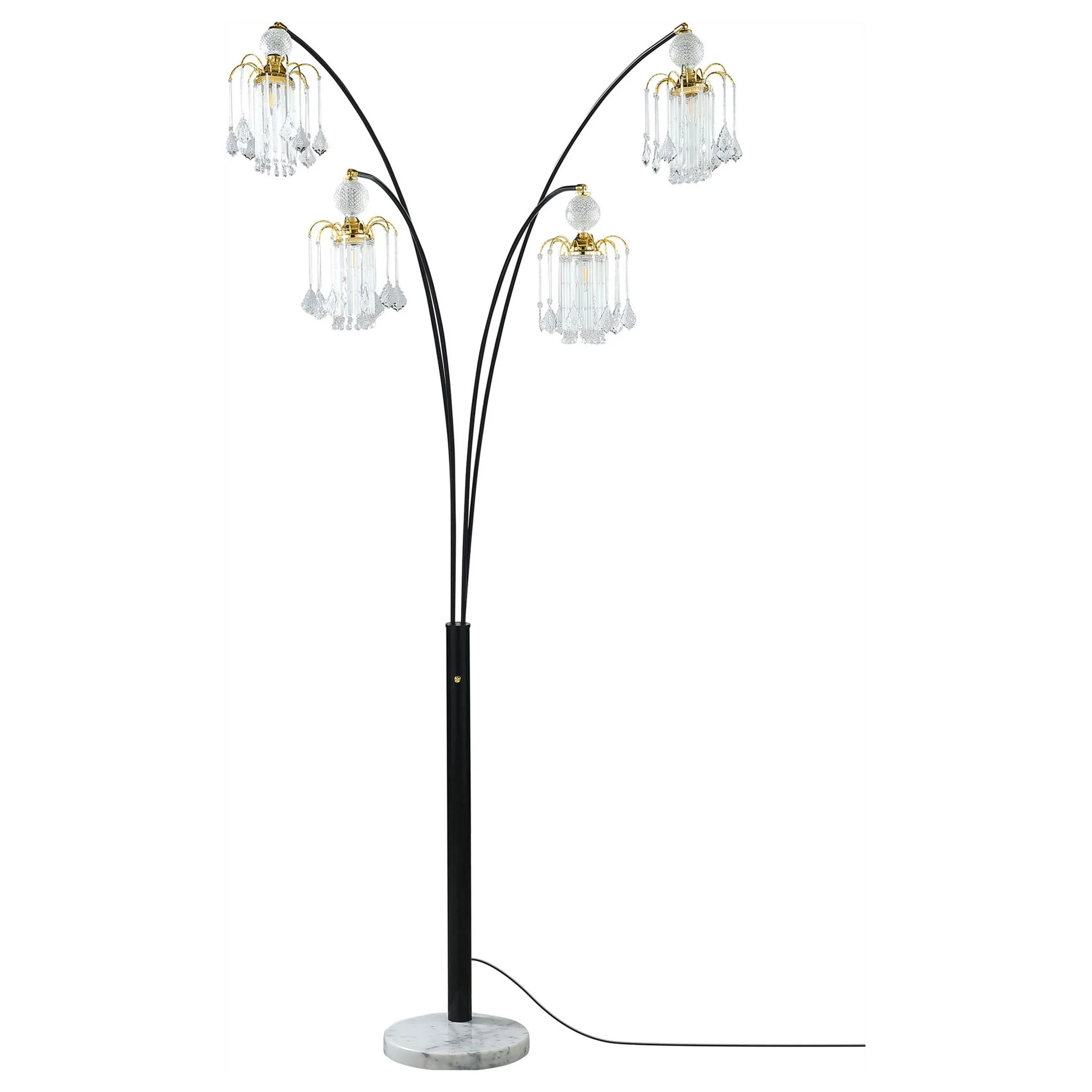 Marcos - Hanging Crystal Arc Tree Floor Lamp With Sculptural Frame - Black - Image 6