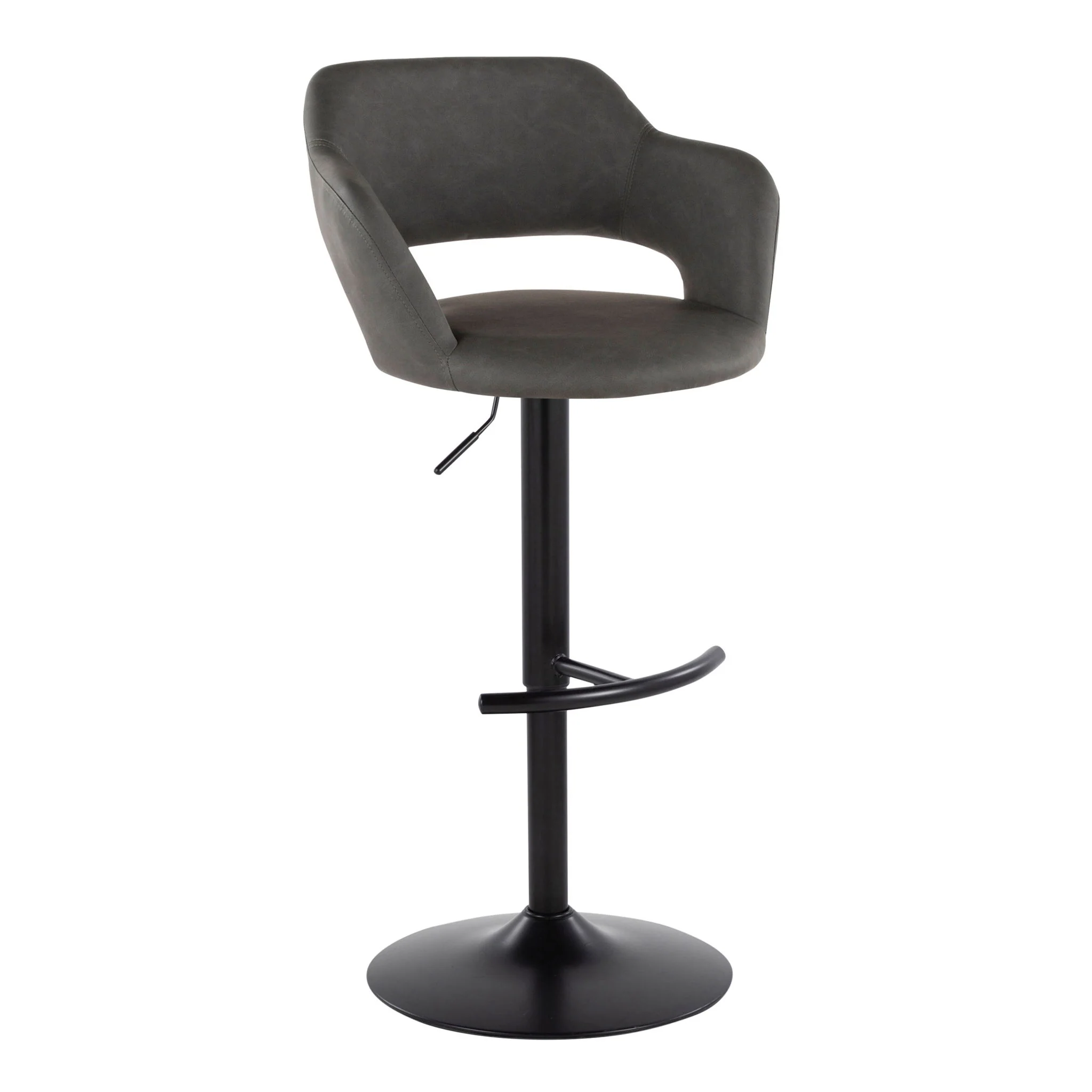 Margarite - Contemporary Adjustable Barstool With Swivel With Rounded T Footrest (Set of 2) - Image 7