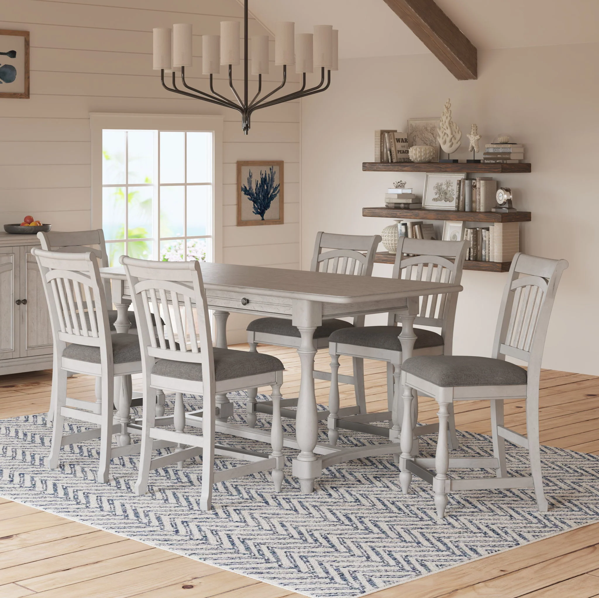 Slat Back Barstools (Set of 2) - Gray - Image 6