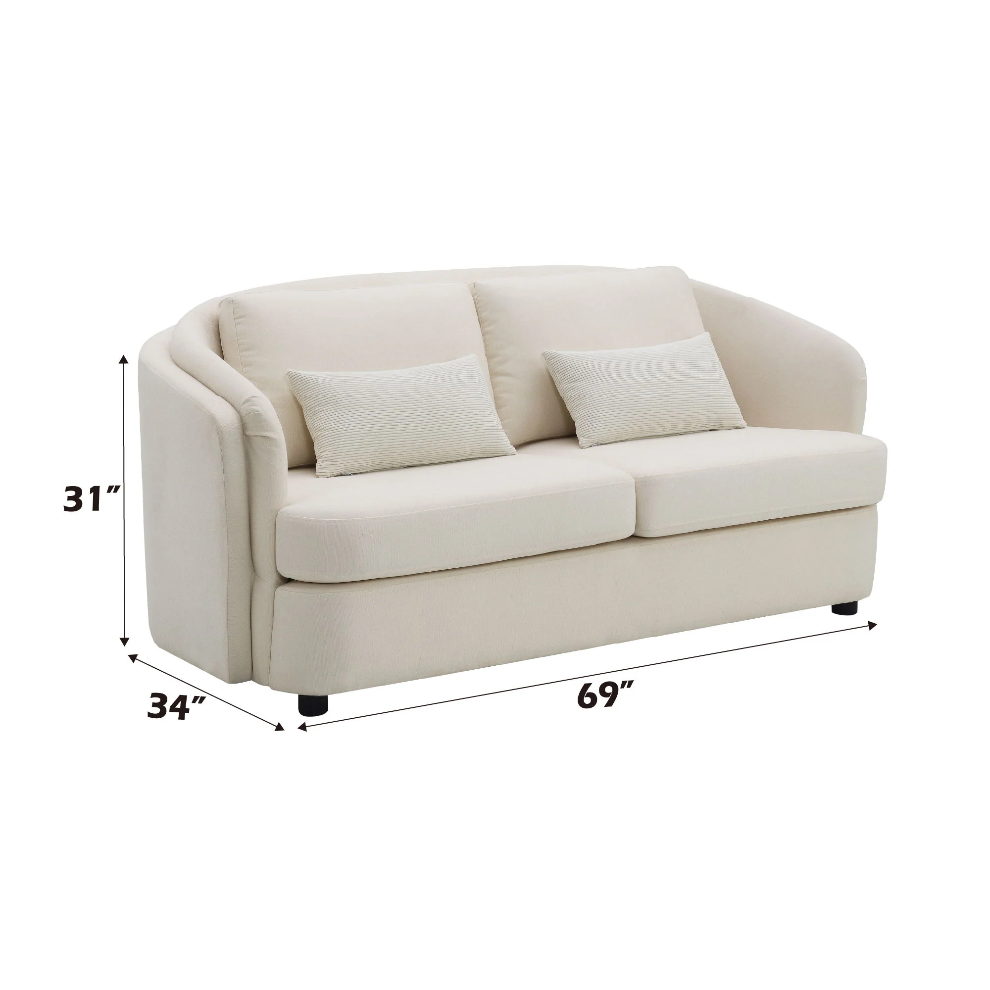 Mariko - Linen 3 Pieces Living Room Set - Beige - Image 9