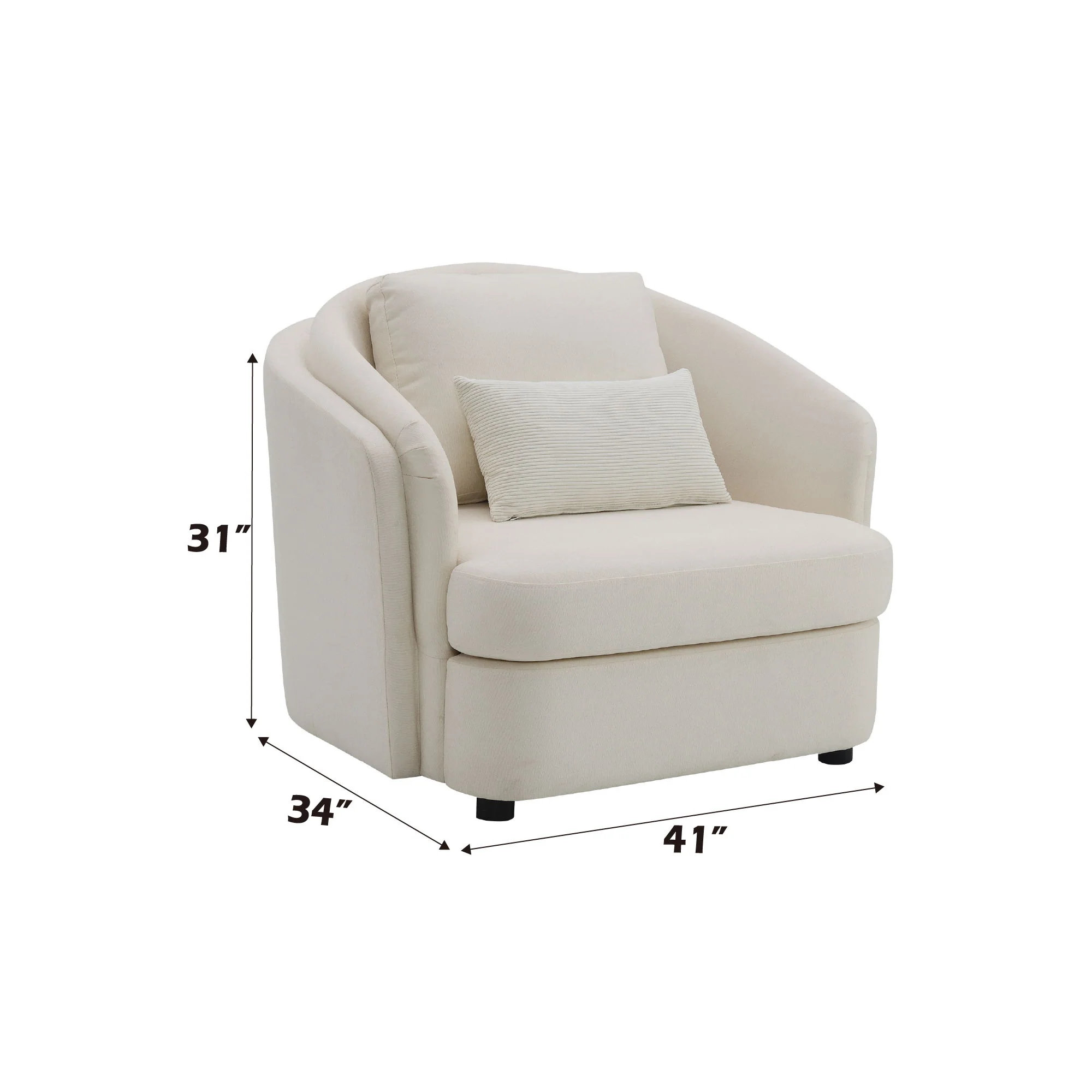 Mariko - Linen Chair With 1 Toss Pillow - Beige - Image 2