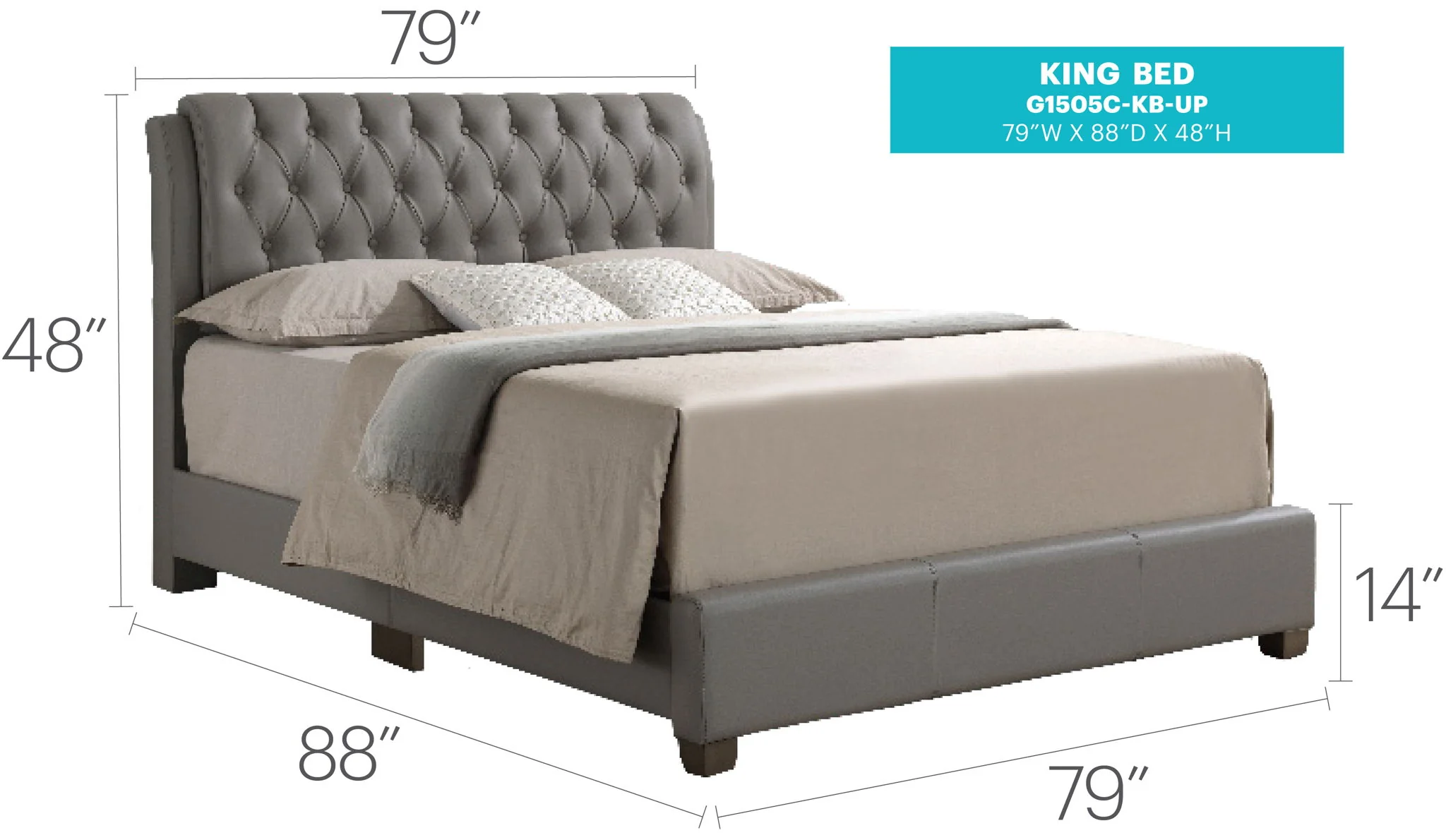 Tufted Upholstered Bed - Image 45