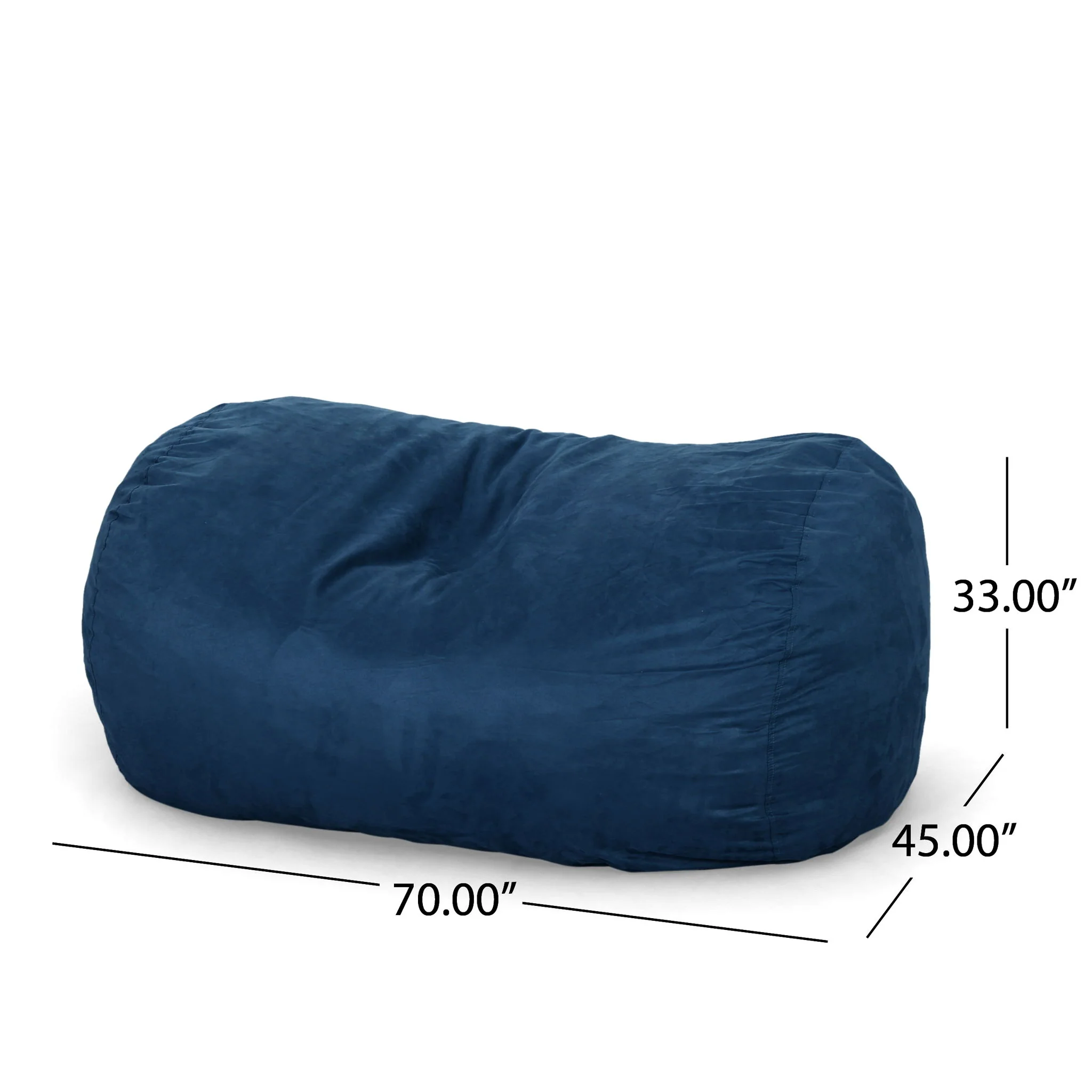 Marlin - 6.5 Foot Cylindrical Bean Bag With Removable Suede Cover - Midnight Blue - Image 3