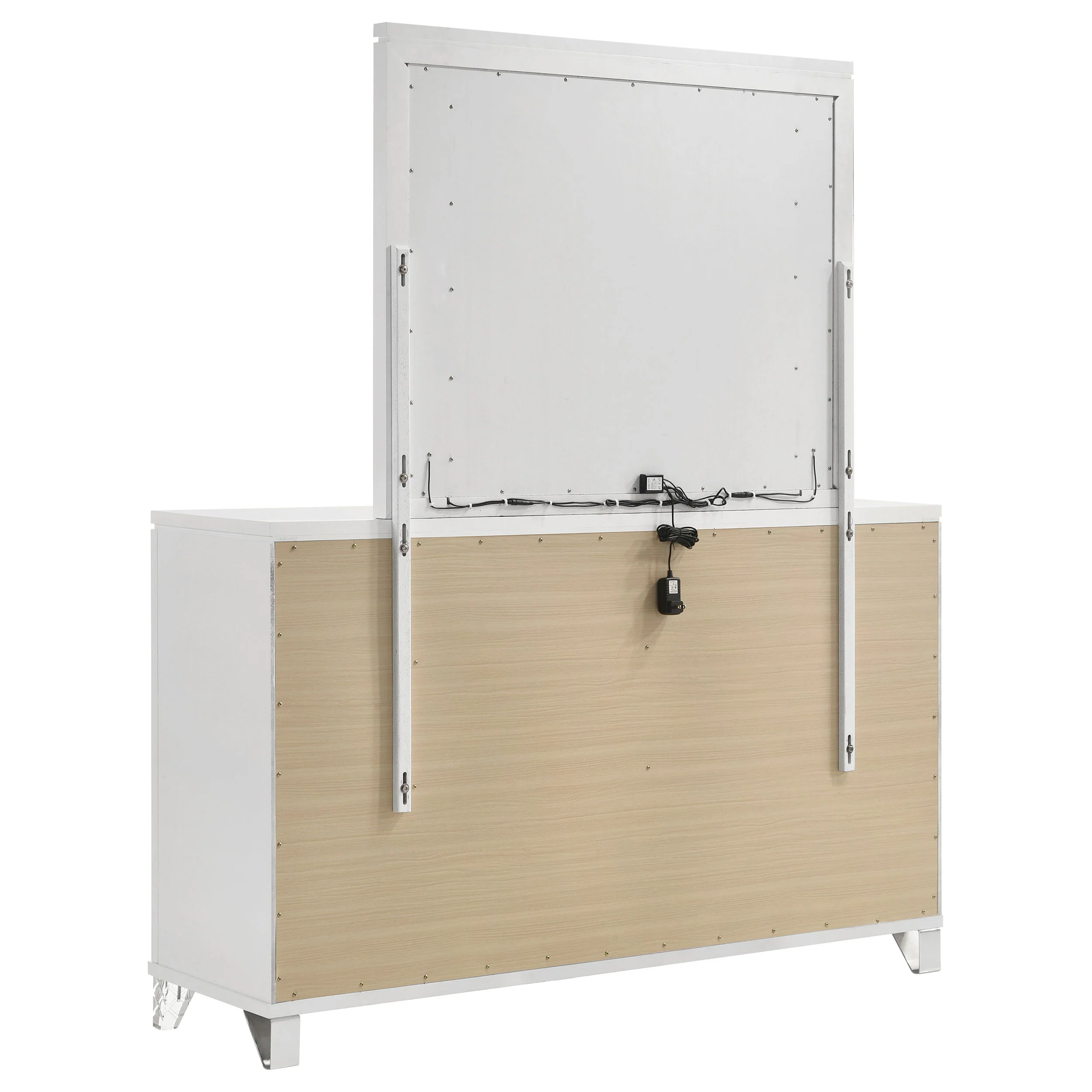Marmore 9-Drawer White Dresser with LED Mirror - Image 6