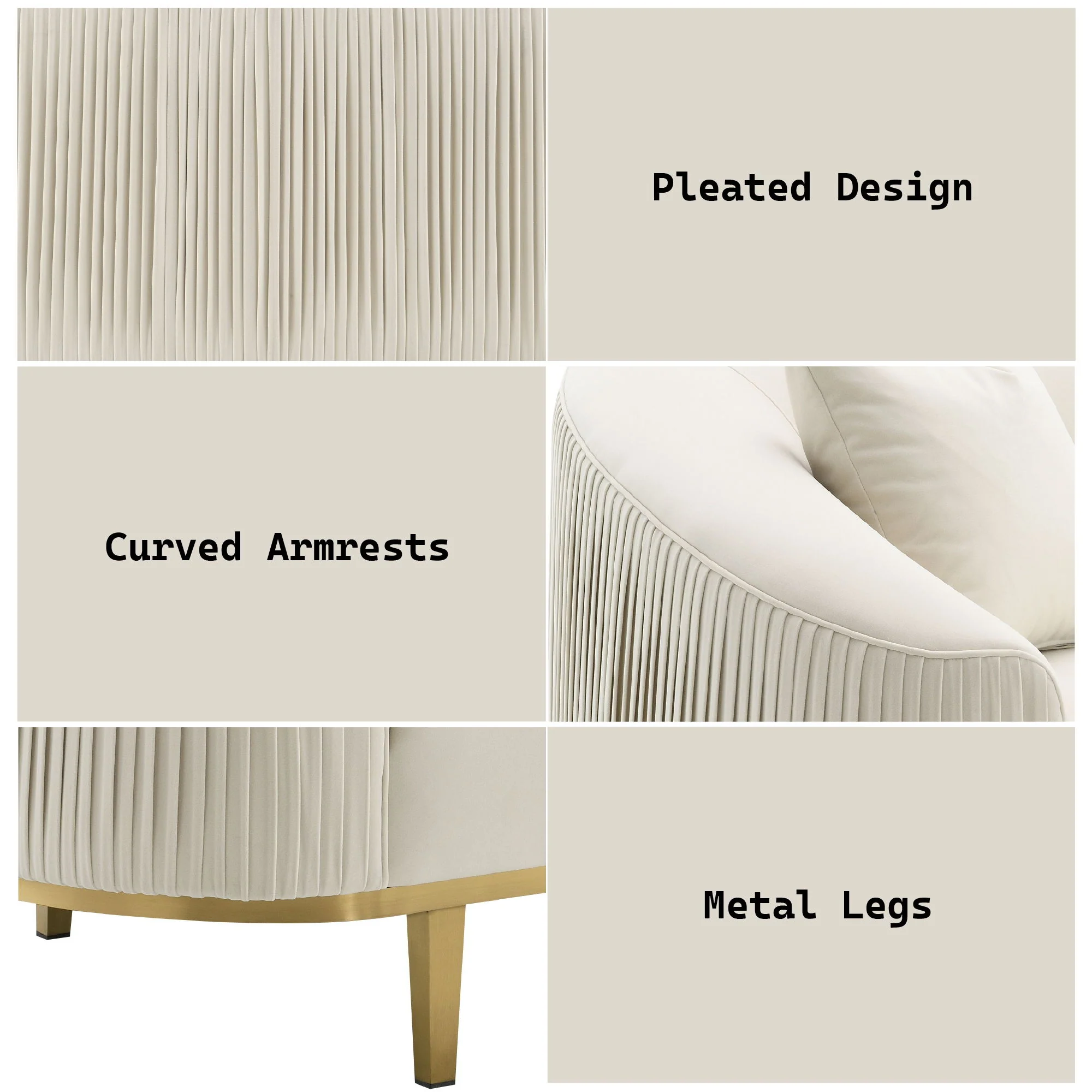 Martina - Loveseat With 2 Pillows - Ivory - Image 2