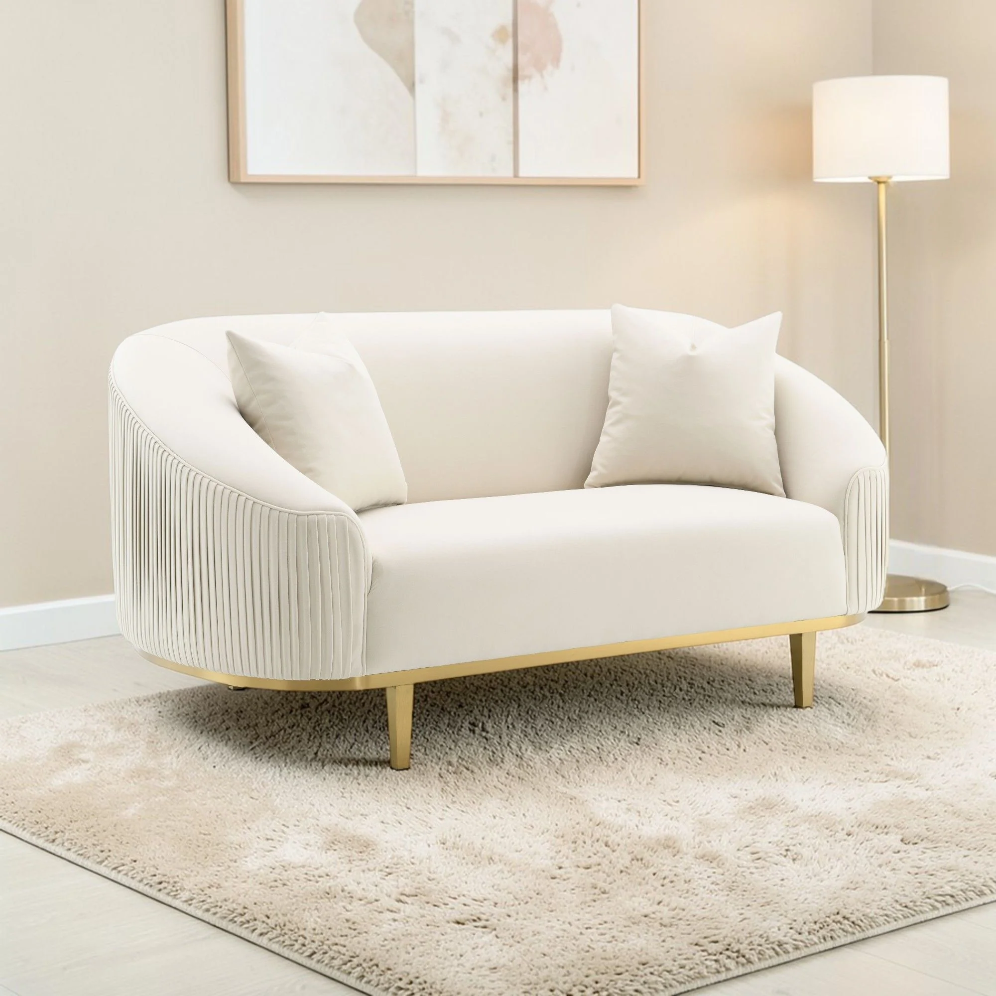 Martina - Loveseat With 2 Pillows - Ivory - Image 6