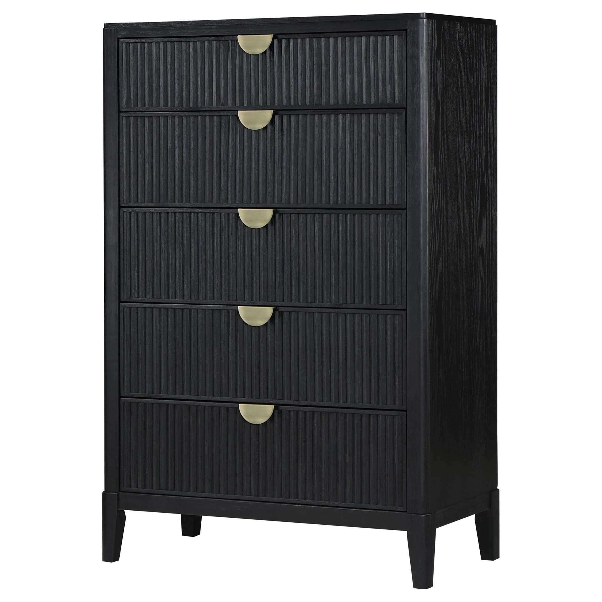 Mason - 5 Drawer Chest With Fluted Design - Black - Image 4