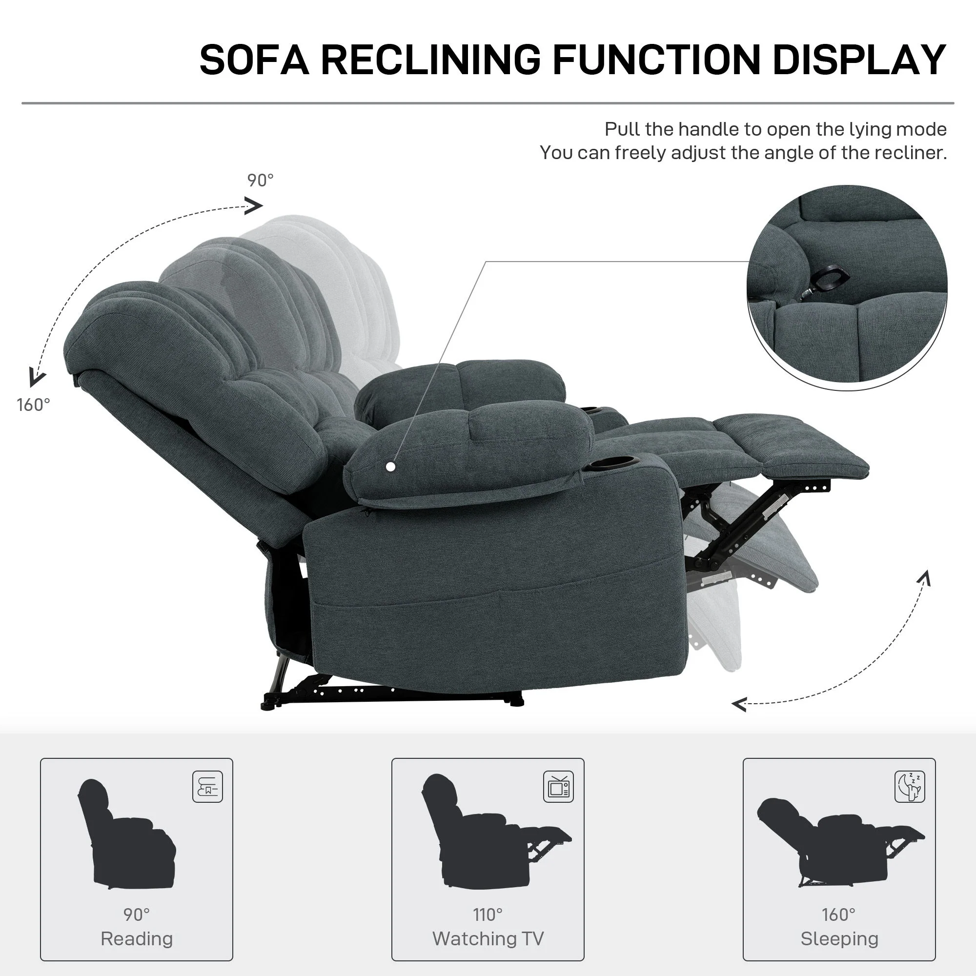 Massage Recliner Chair Sofa With Heating Vibration - Image 6