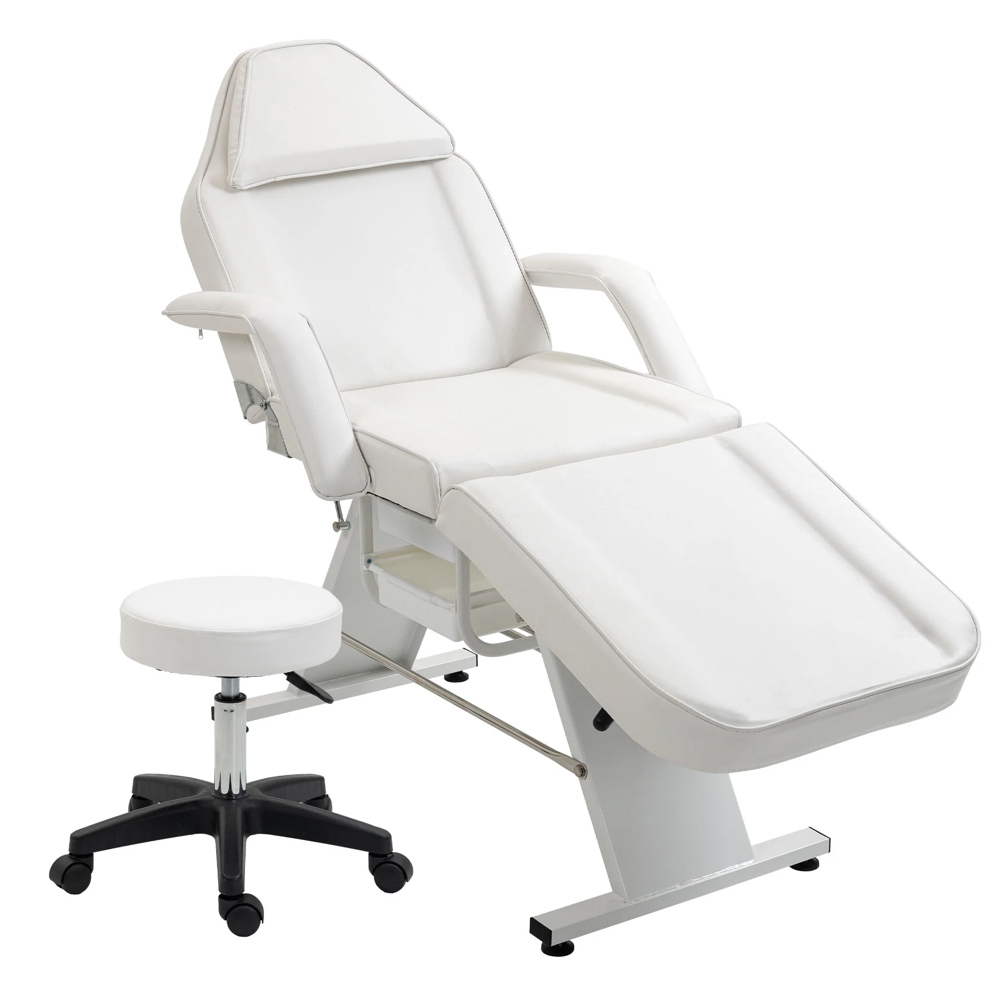 Massage Salon Tattoo Chair With Two Trays Esthetician Bed With Hydraulic Stool, Multi-Purpose 3-Section Facial Bed Table, Adjustable Beauty Barber Spa Beauty Equipment - Image 3