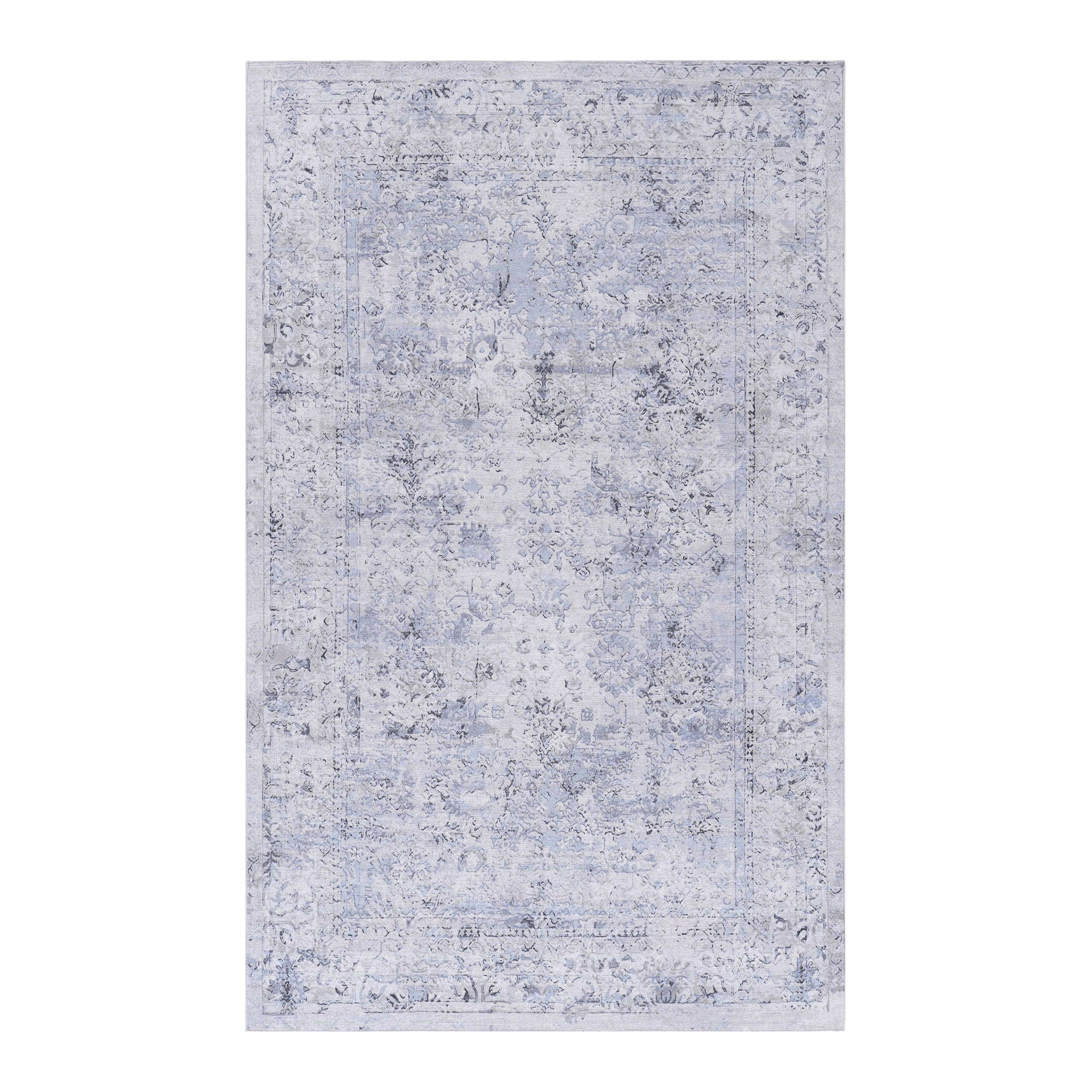 Maval - 6' X 9' Washable Area Rug - Blue / Cream - Image 2