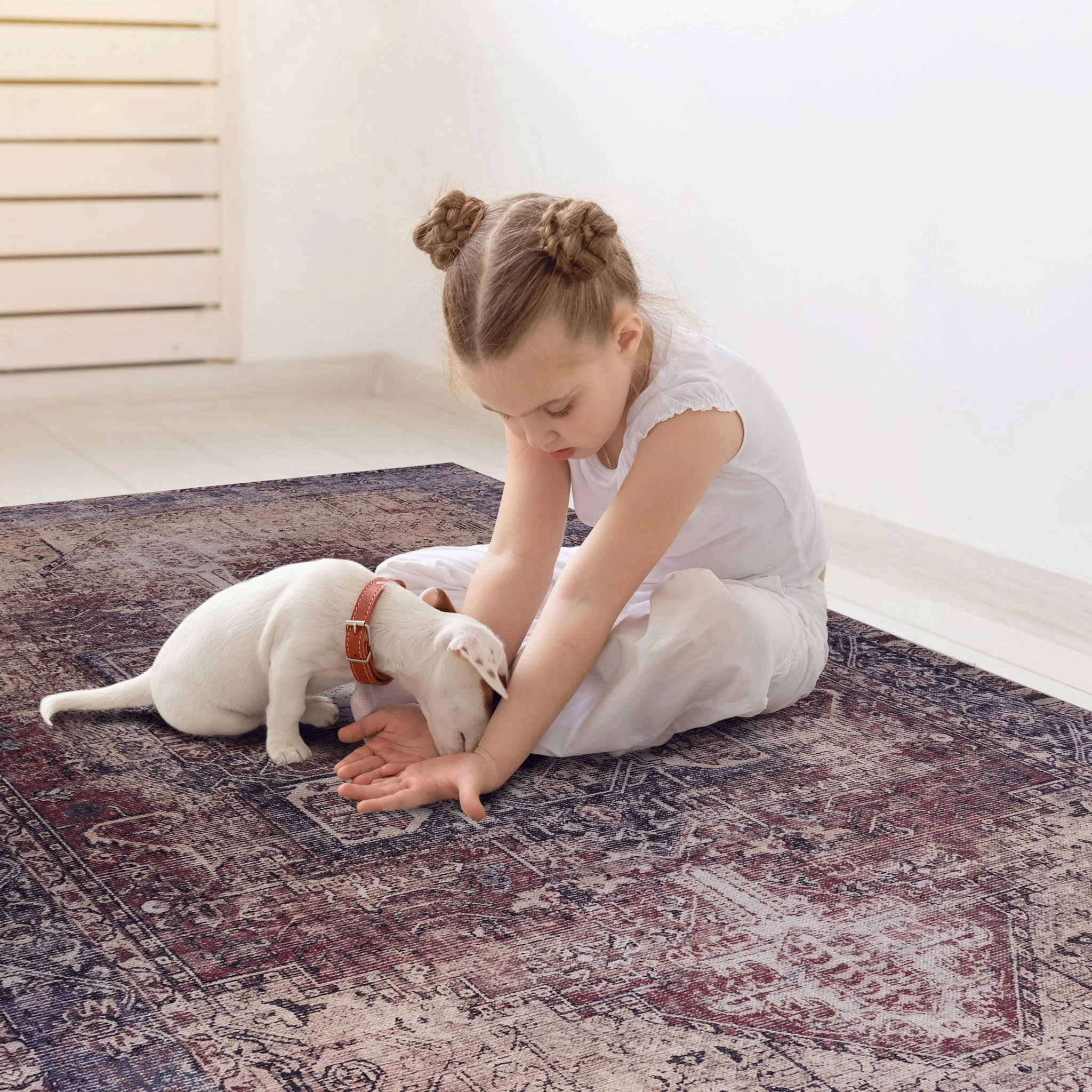 Maval - 6' X 9' Washable Area Rug - Burgundy - Image 5