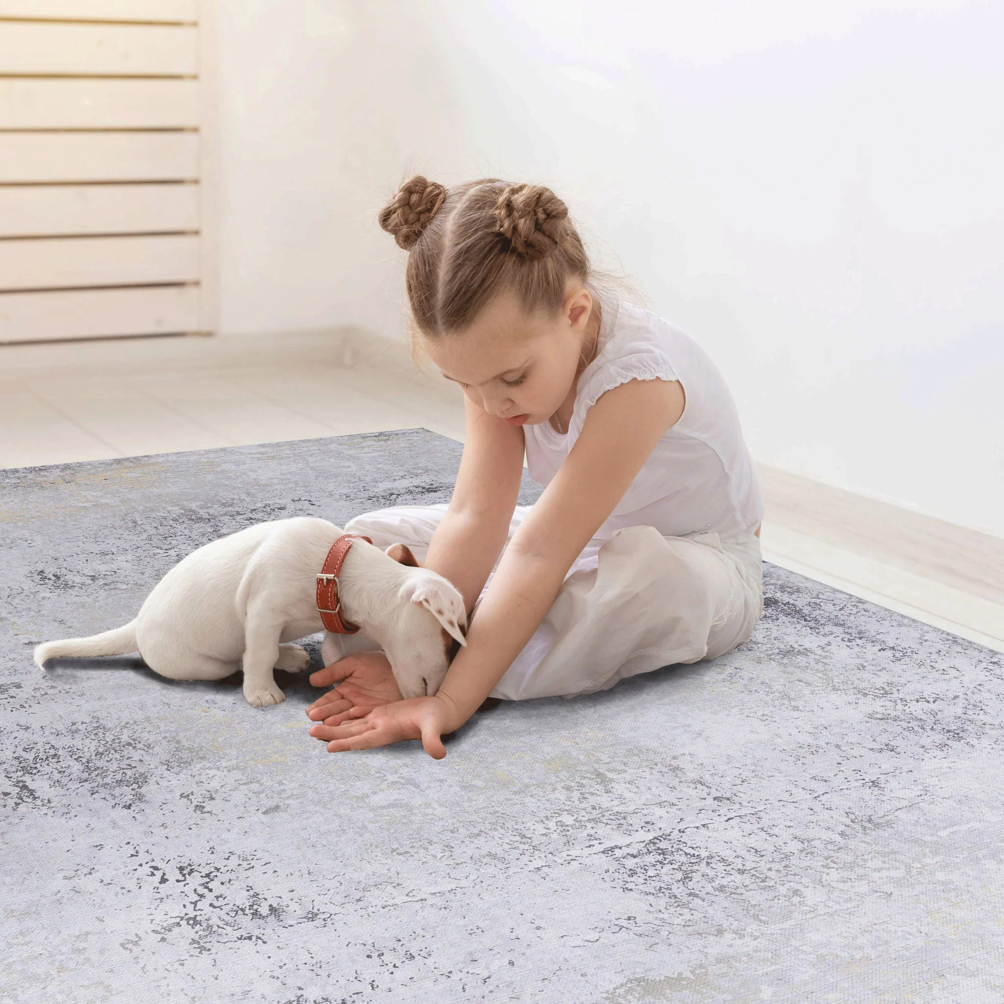 Maval - 8' X 10' Area Rug Washable - Gray / Gold - Image 8