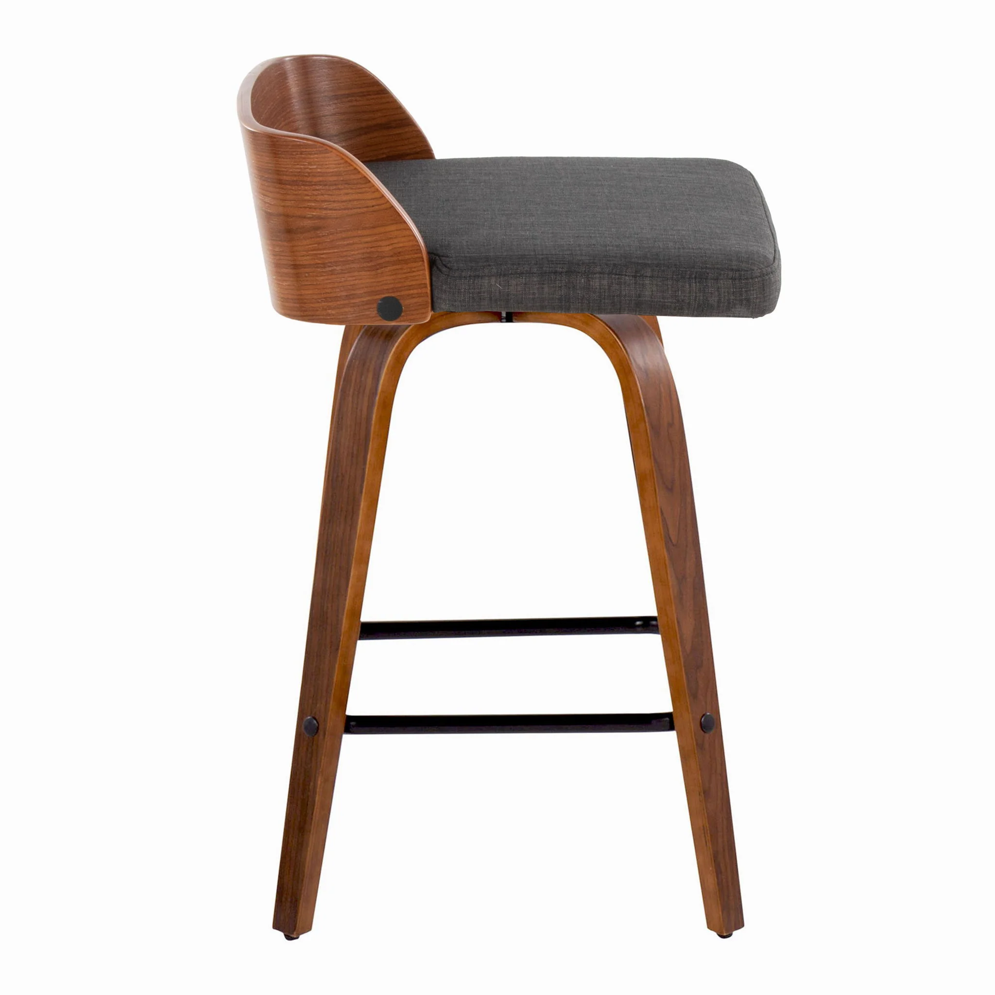 Maya - Mid Century Modern Fixed Height Counter Stool With Swivel And Square Footrest (Set of 2) - Image 4
