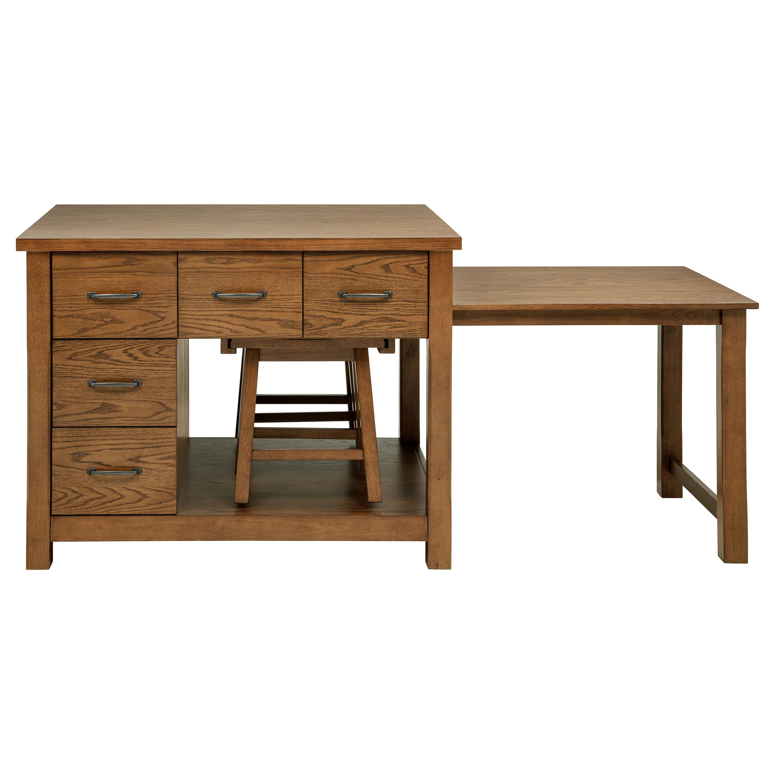 Mayfair 3-Piece Kitchen Island with Extension Table Dark Oak - Image 2