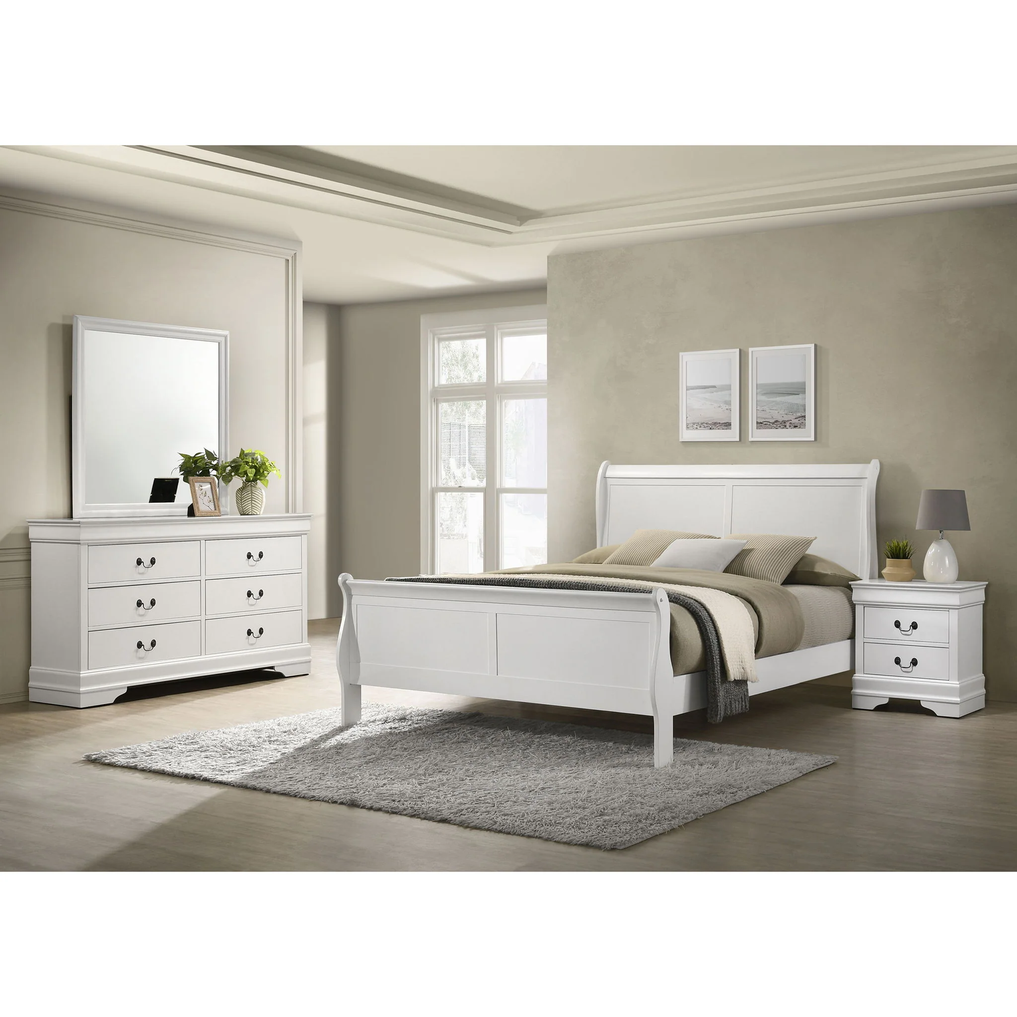 Mckee - 4 Piece Queen Bedroom Set, Includes Bed, Nightstand, Dresser And Mirror - White - Image 9