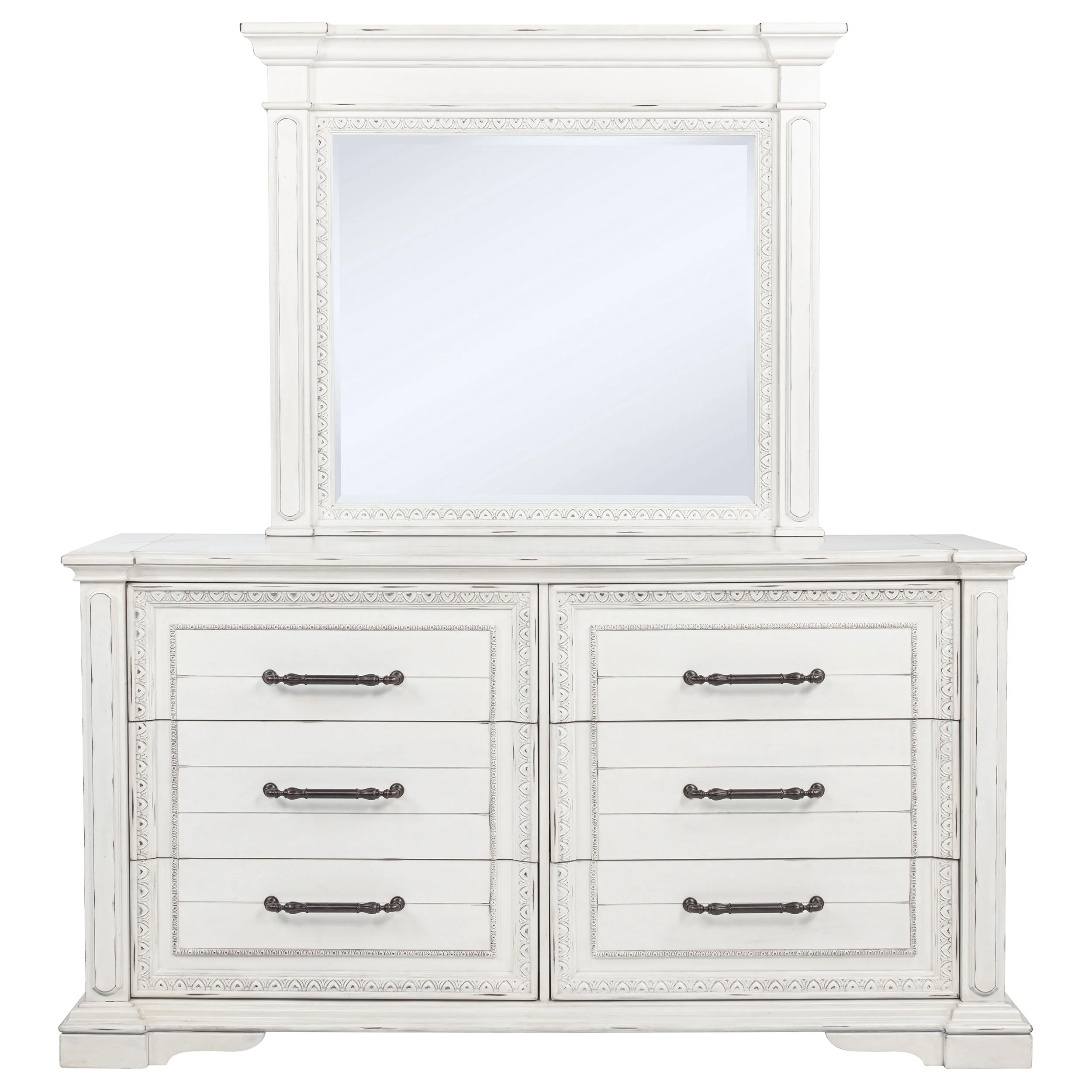 McKinney 6-Drawer Dresser with Mirror - Vintage White - Image 5