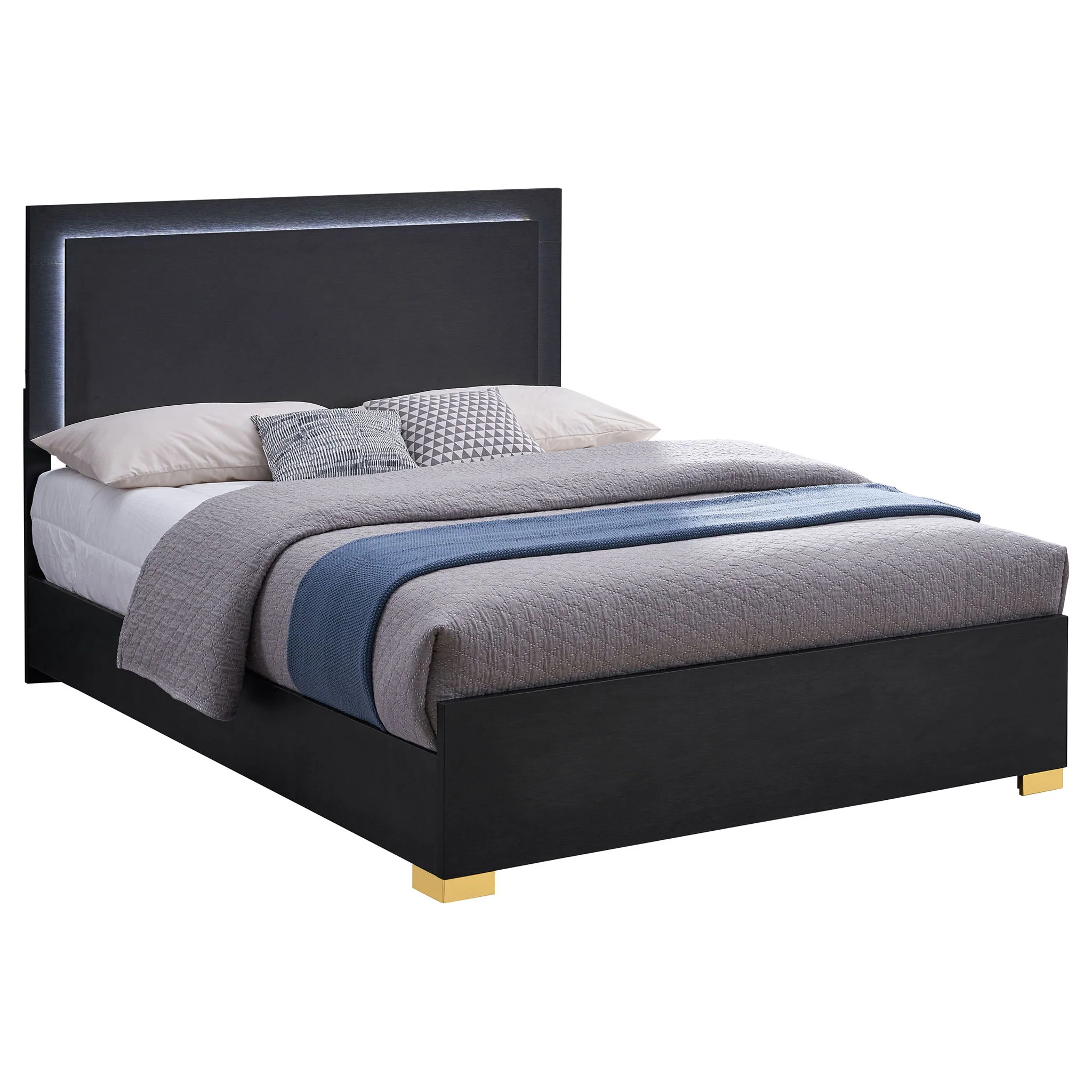 Medici - Eastern King LED Headboard Bed - Black - Image 8