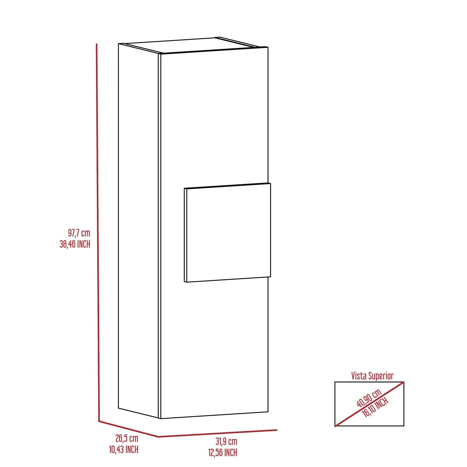 Medicine Single Door Cabinet, Three Shelves - Light Oak / White - Image 6