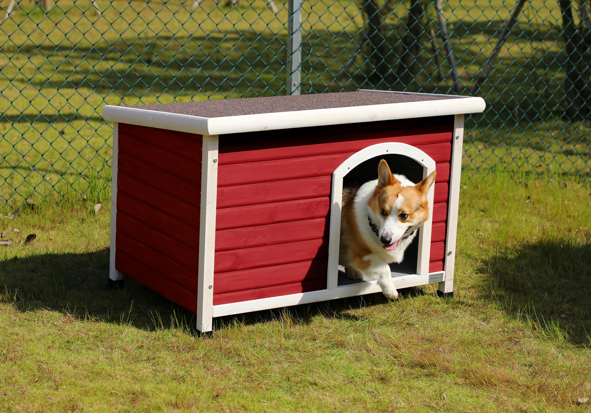 Medium Wooden Outdoor Dog House, Waterproof Roof, Elevated Floor, Adjustable Plastic Feet - Image 12