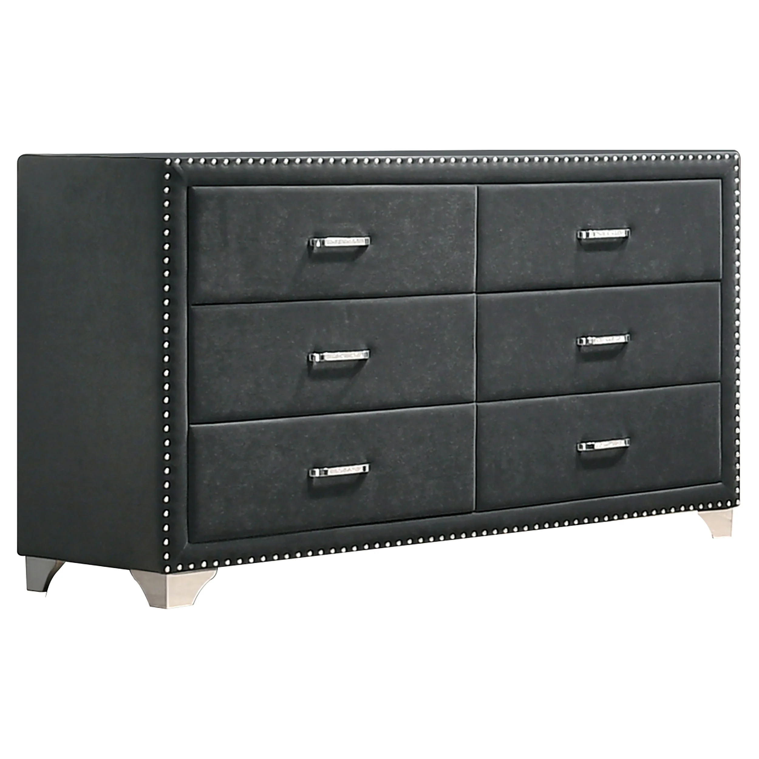 Melody 6-Drawer Upholstered Dresser in Grey