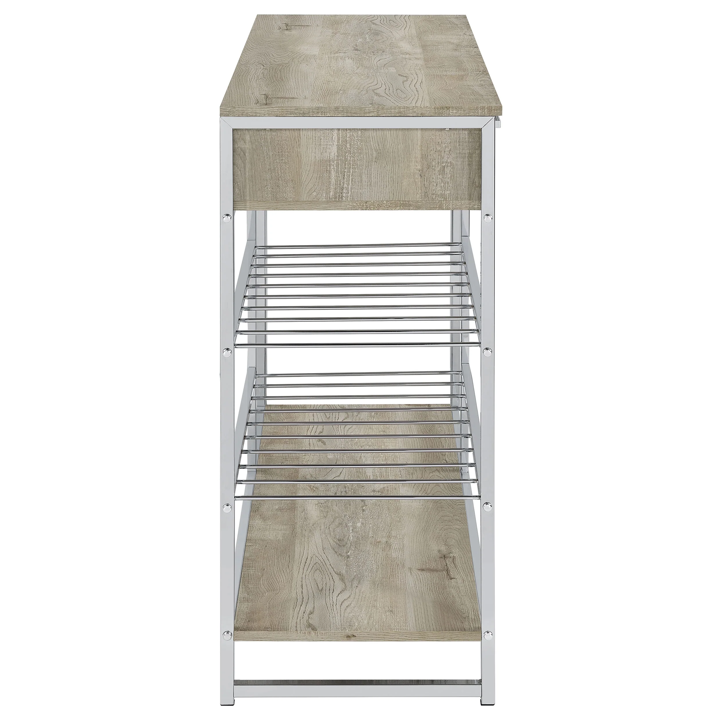 Melrose 2-Drawer Home Bar Storage with Wine Rack, Grey Washed Oak - Image 7