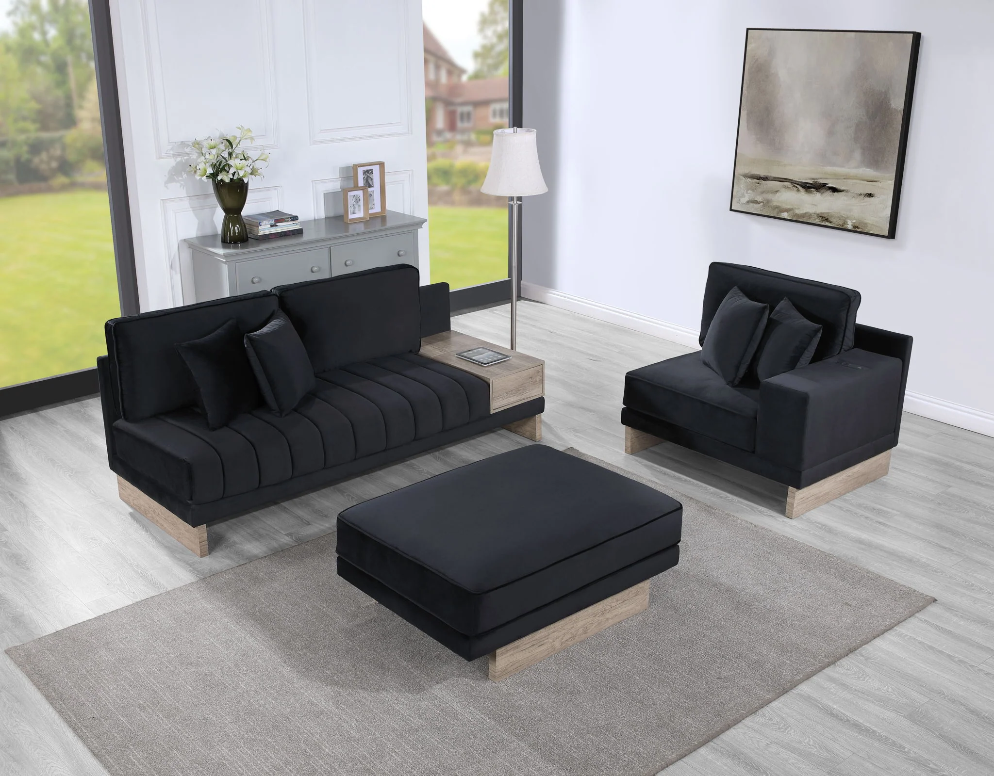 Memphis - Reversible Sectional Sofa Ottoman With Storage Compartment, Drawer, USB ports, Charging Outlets - Image 7