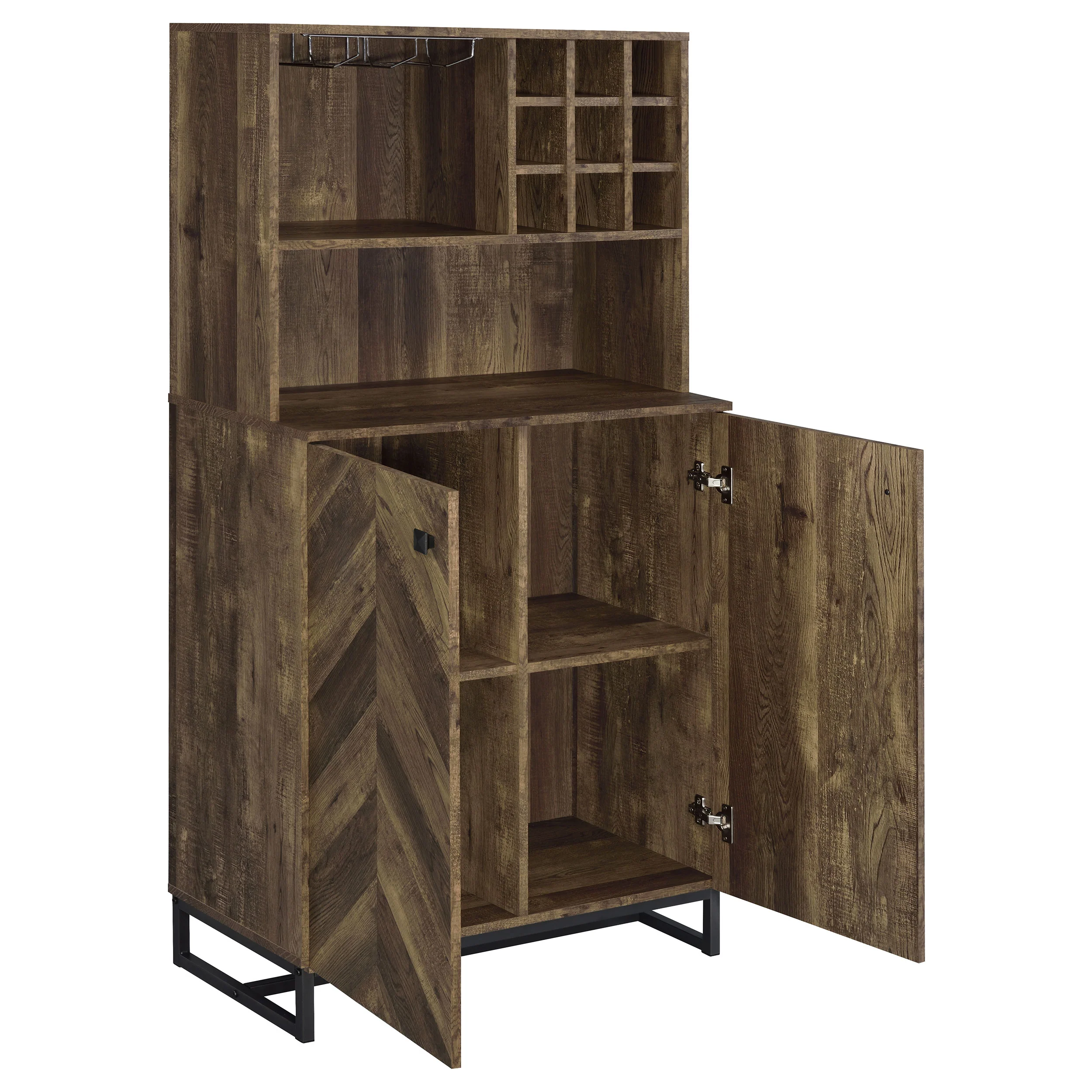 Mendoza 2-Door Wine Cabinet, Rustic Oak - Image 2