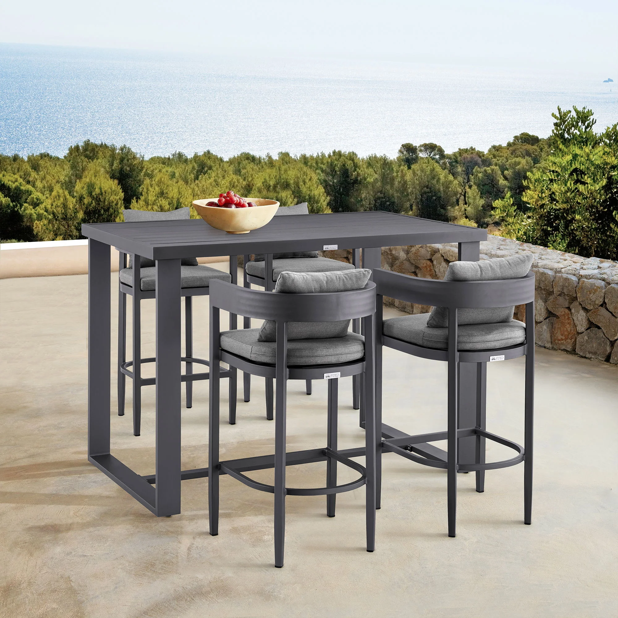 Menorca - Outdoor Patio Bar Height Dining Table In Aluminum - Image 2