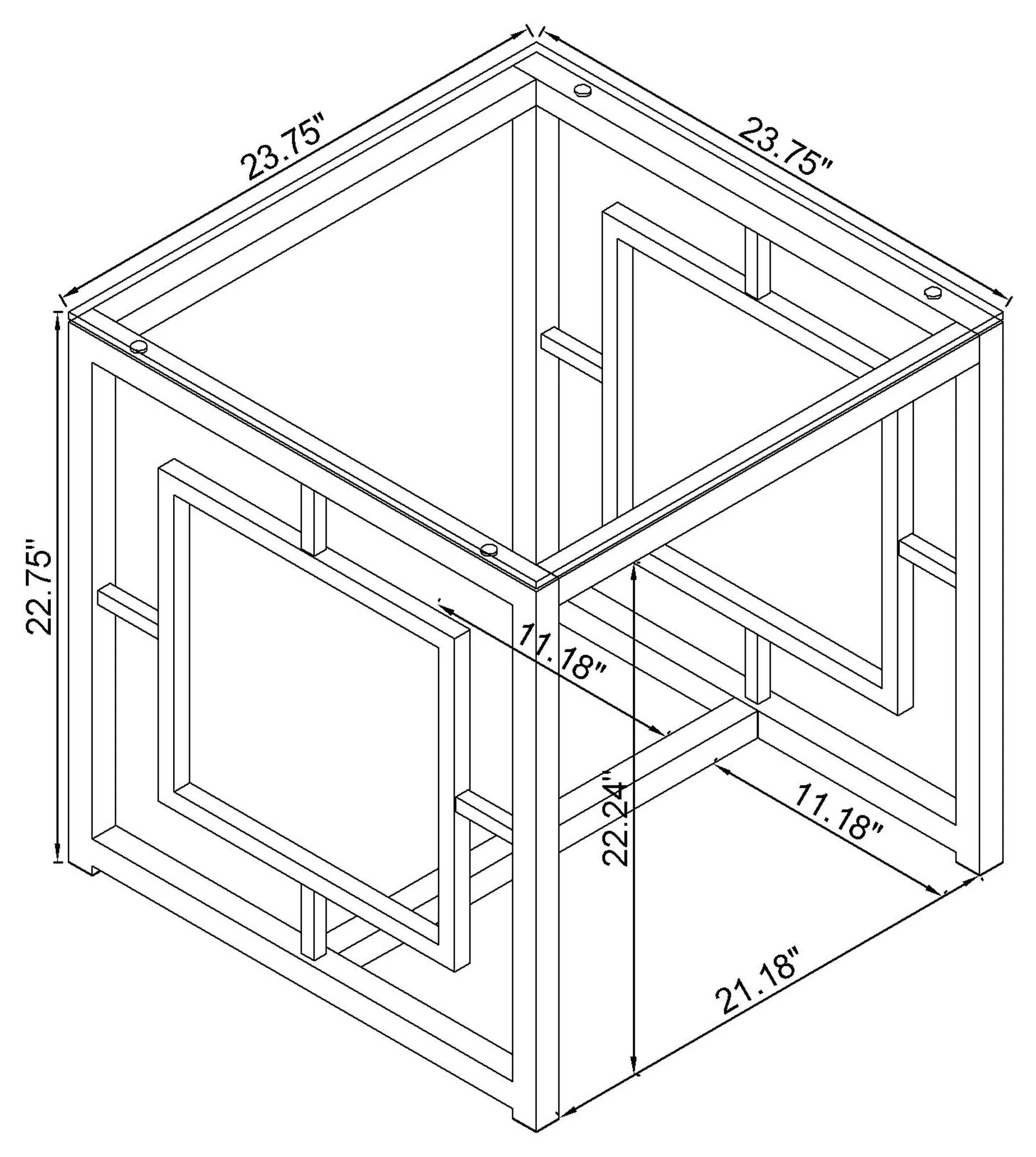 Merced Square Glass Top Side End Table, Nickel - Image 3