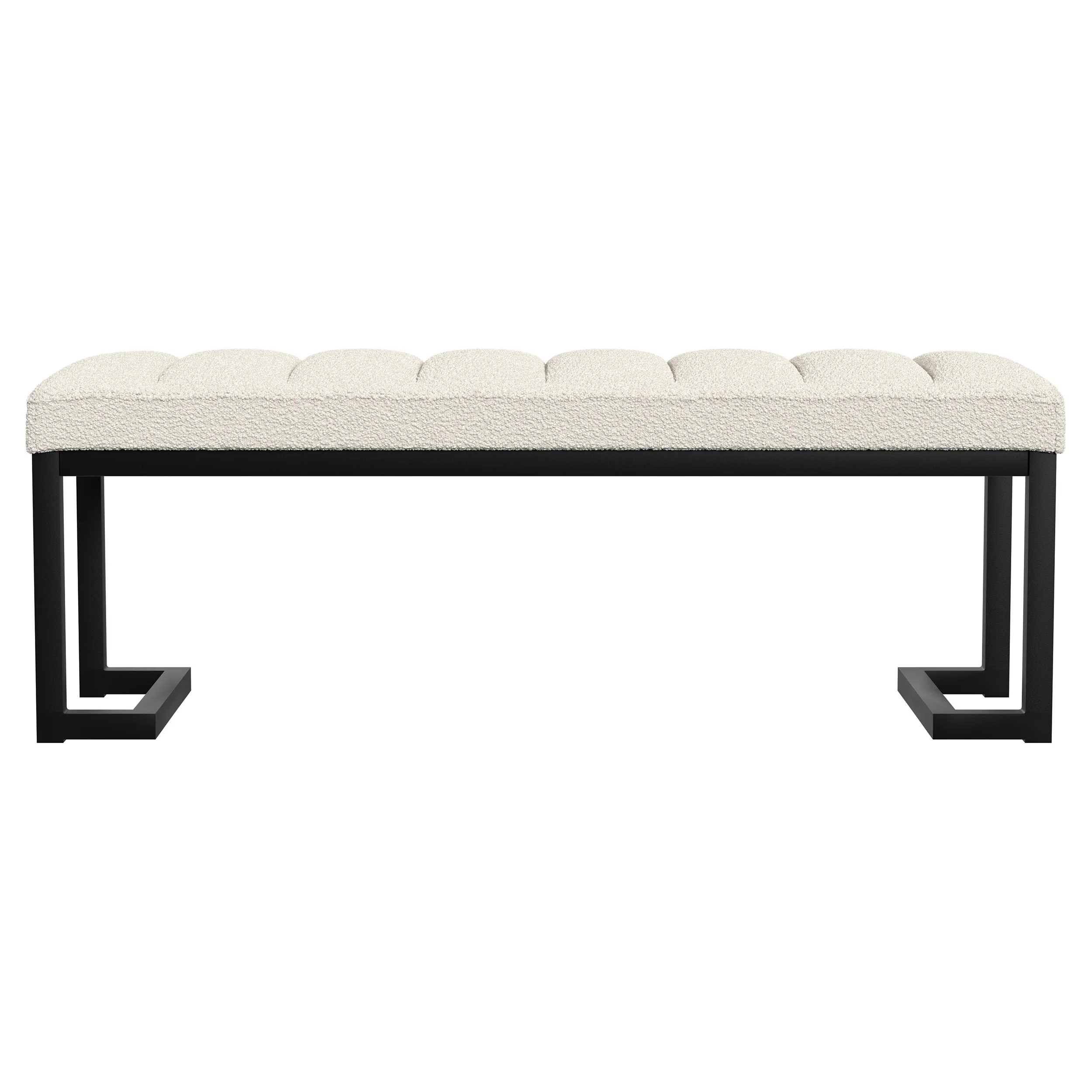 Mesa Boucle Upholstered Tufted Accent Bench Vanilla - Image 4