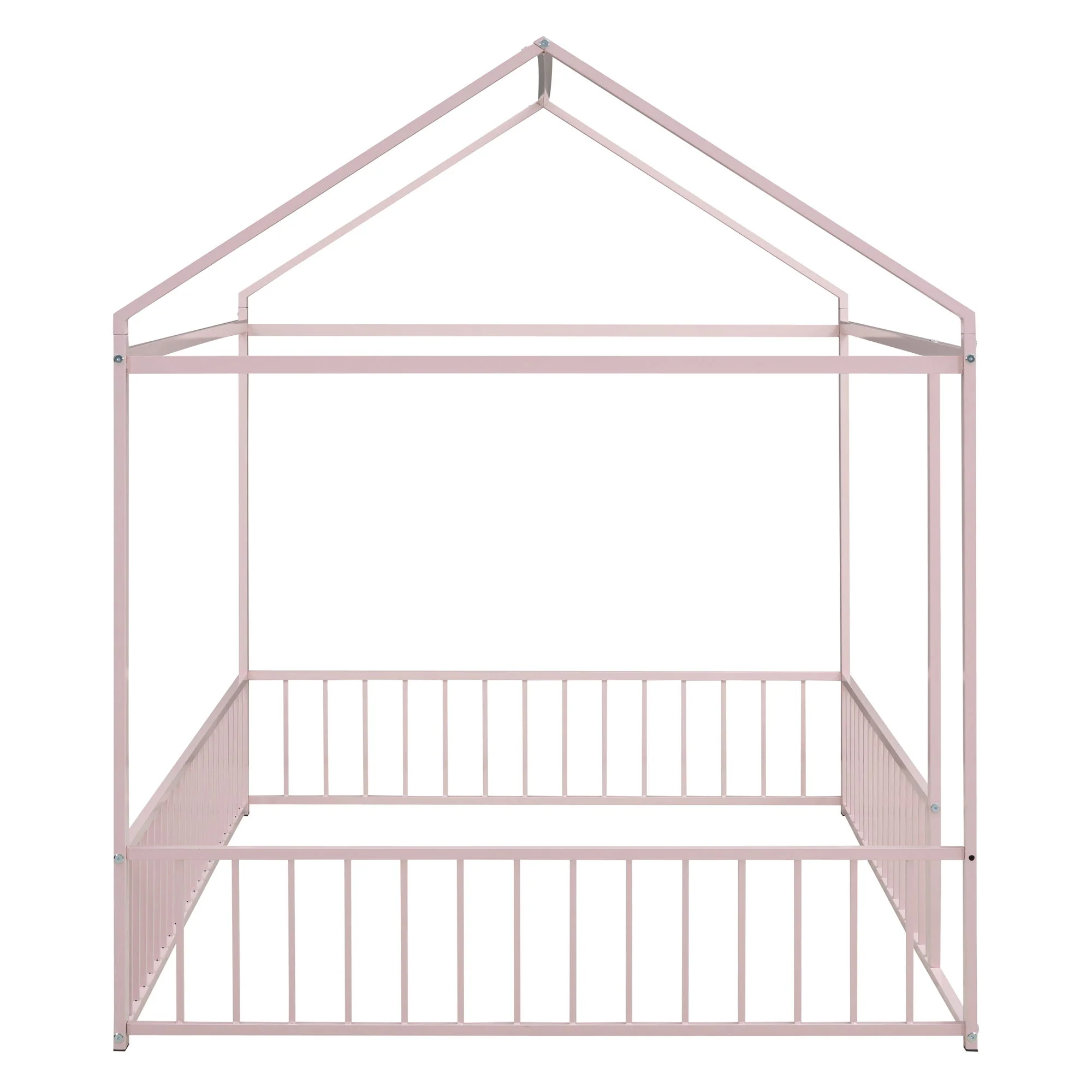 Metal Bed House Bed Frame With Fence - Image 20