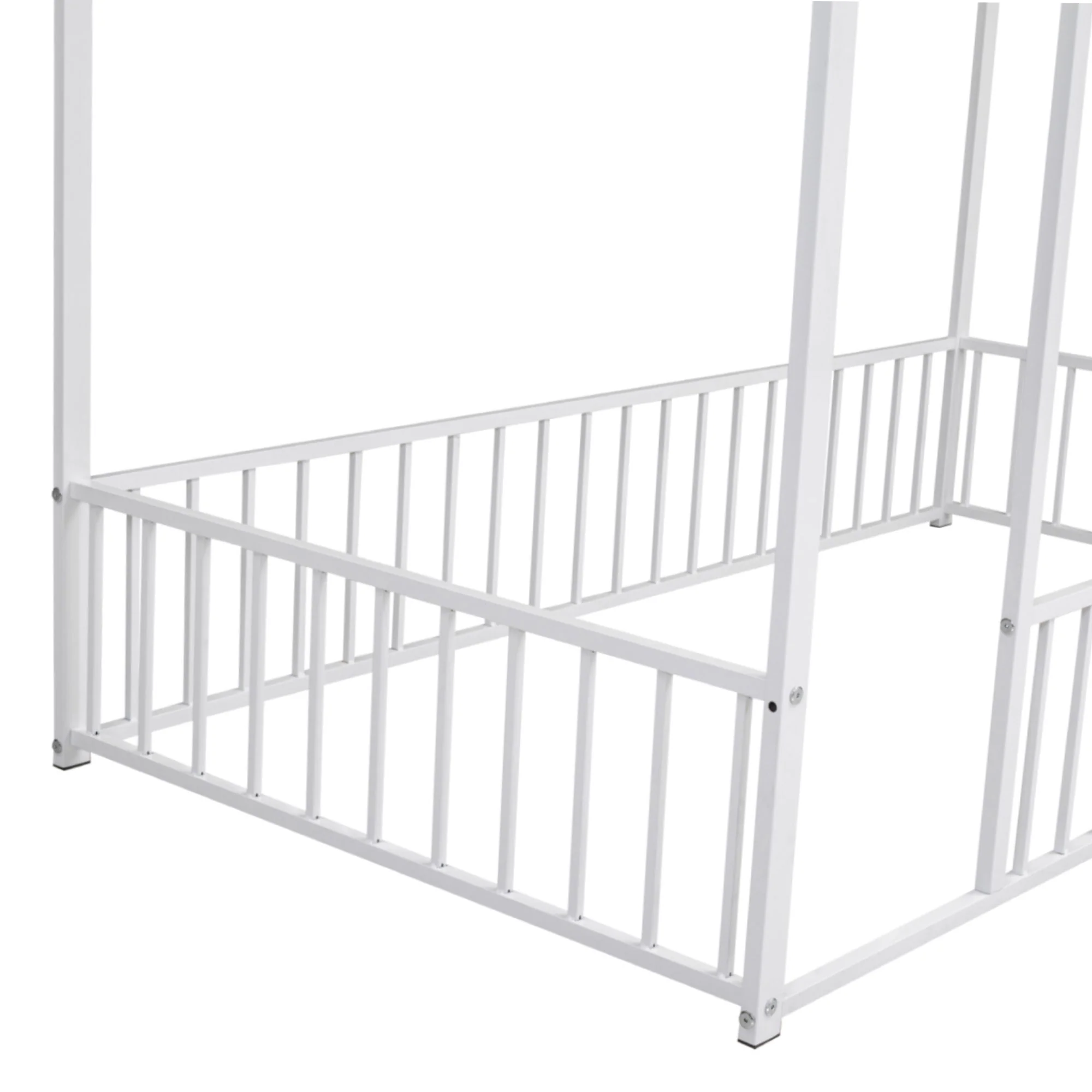 Metal Bed House Bed Frame With Fence - Image 21