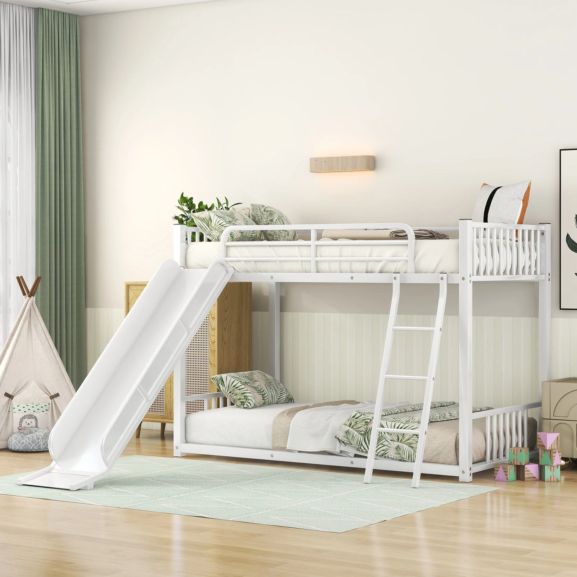 Metal Bunk Bed With Slide, Durable Steel Frame - Image 13