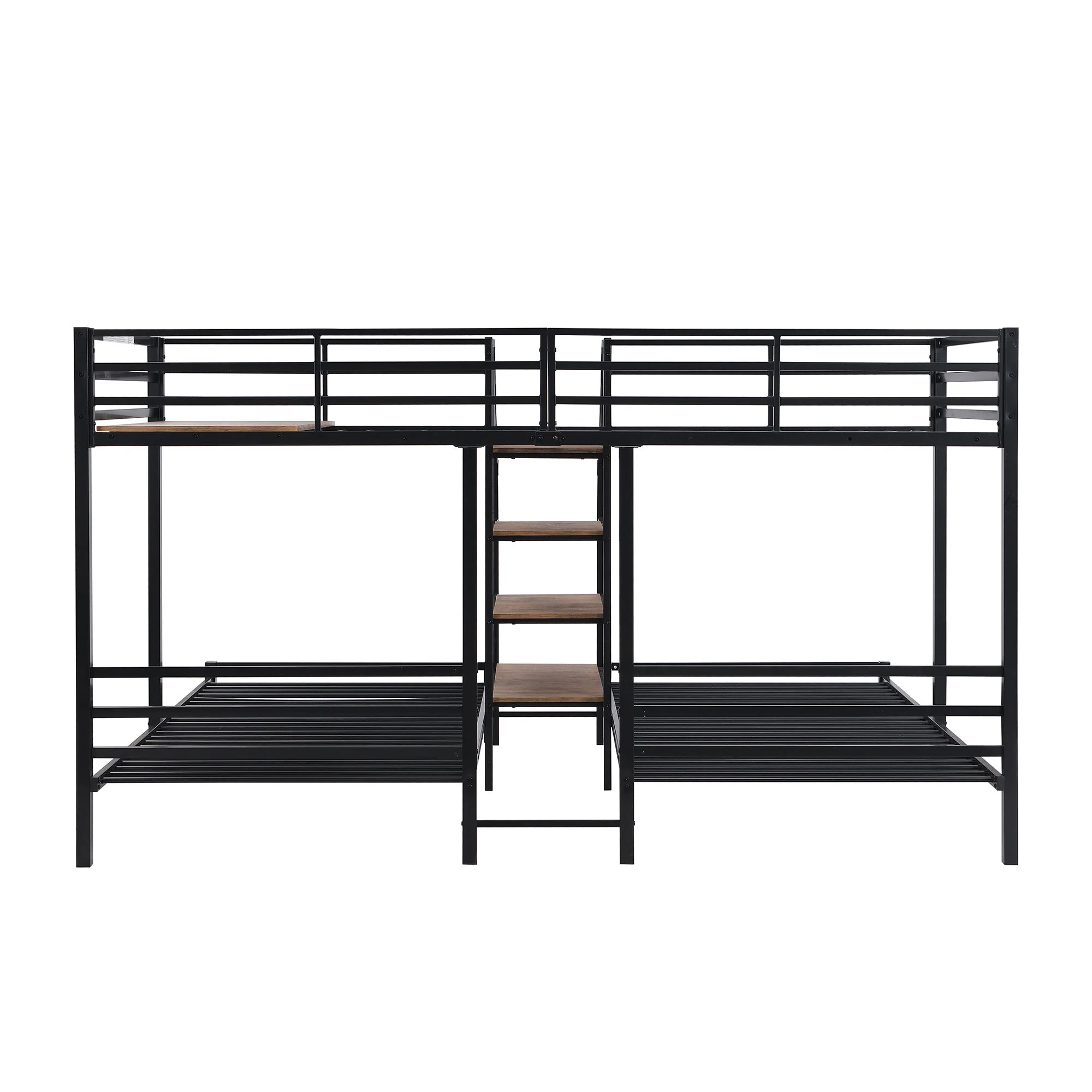 Metal Bunk Bed With Storage Shelves Staircase - Image 4