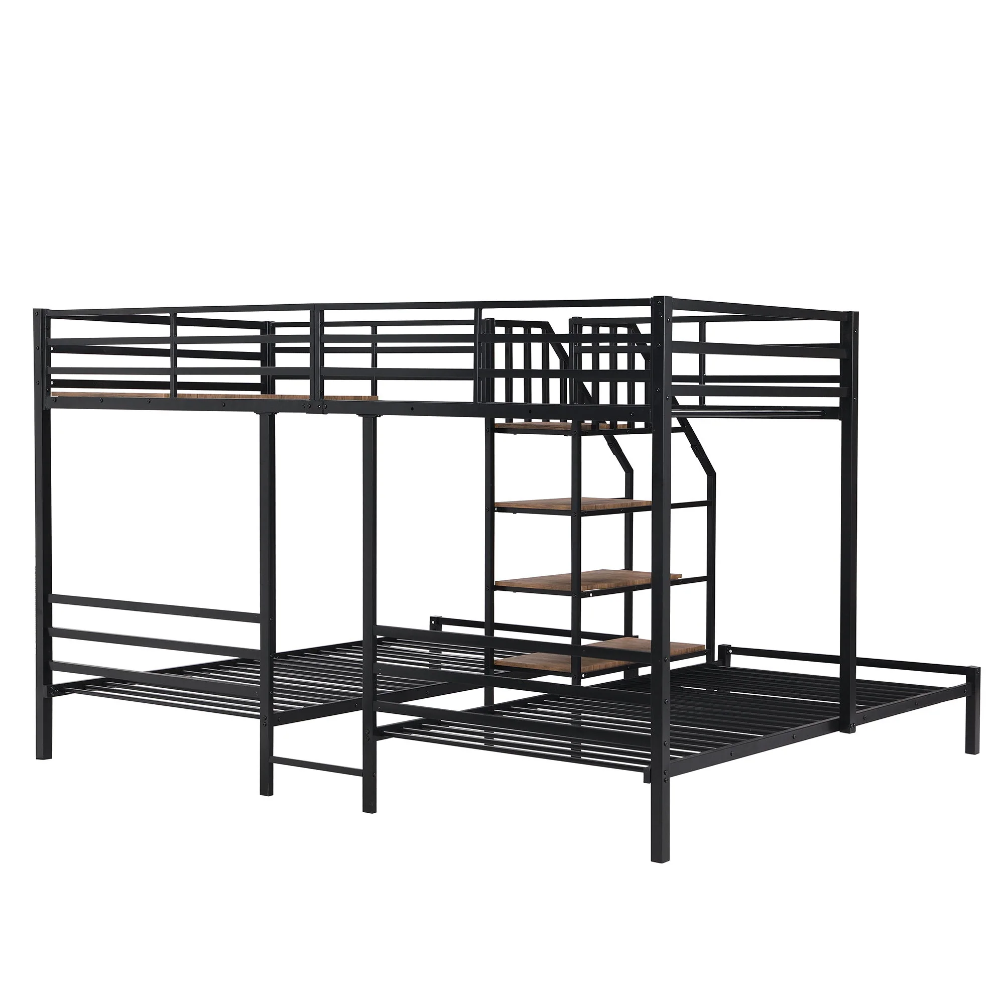 Metal Bunk Bed With Storage Shelves Staircase - Image 8