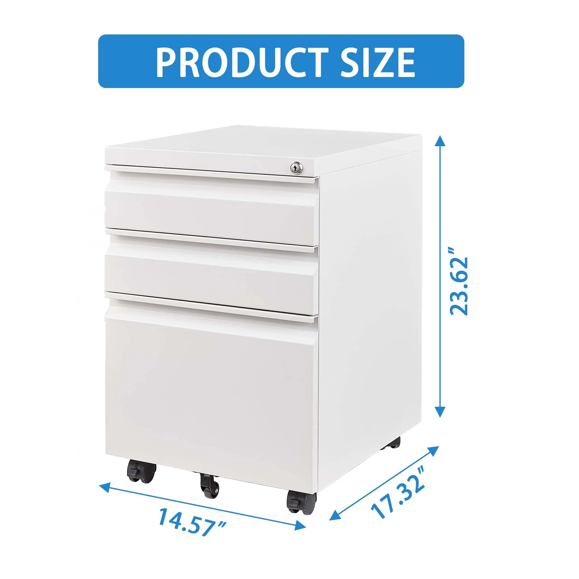 Metal Drawer Mobile File Cabinet With Lock For Home Office Organizer - Image 30