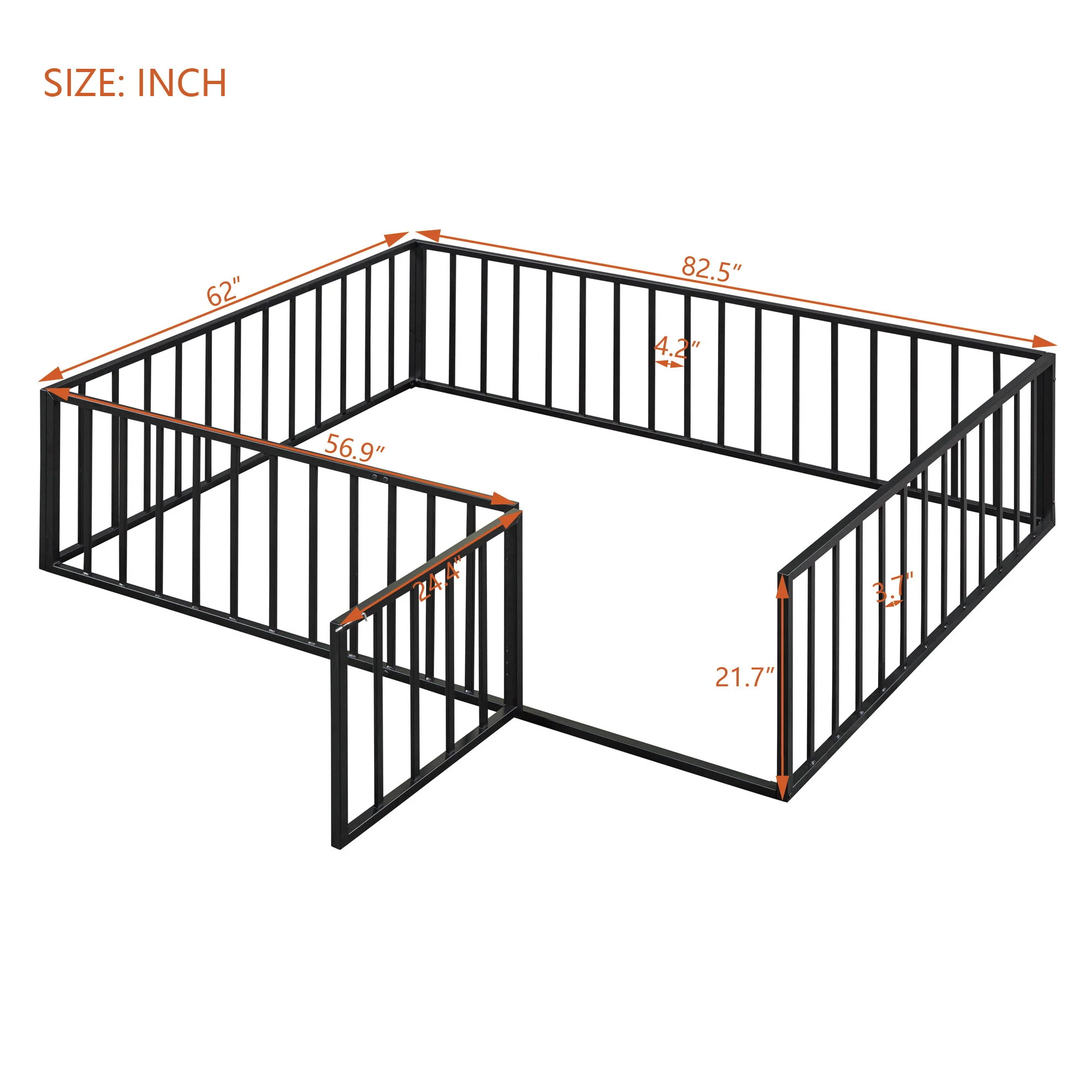 Metal Floor Bed Frame With Fence And Door - Image 73