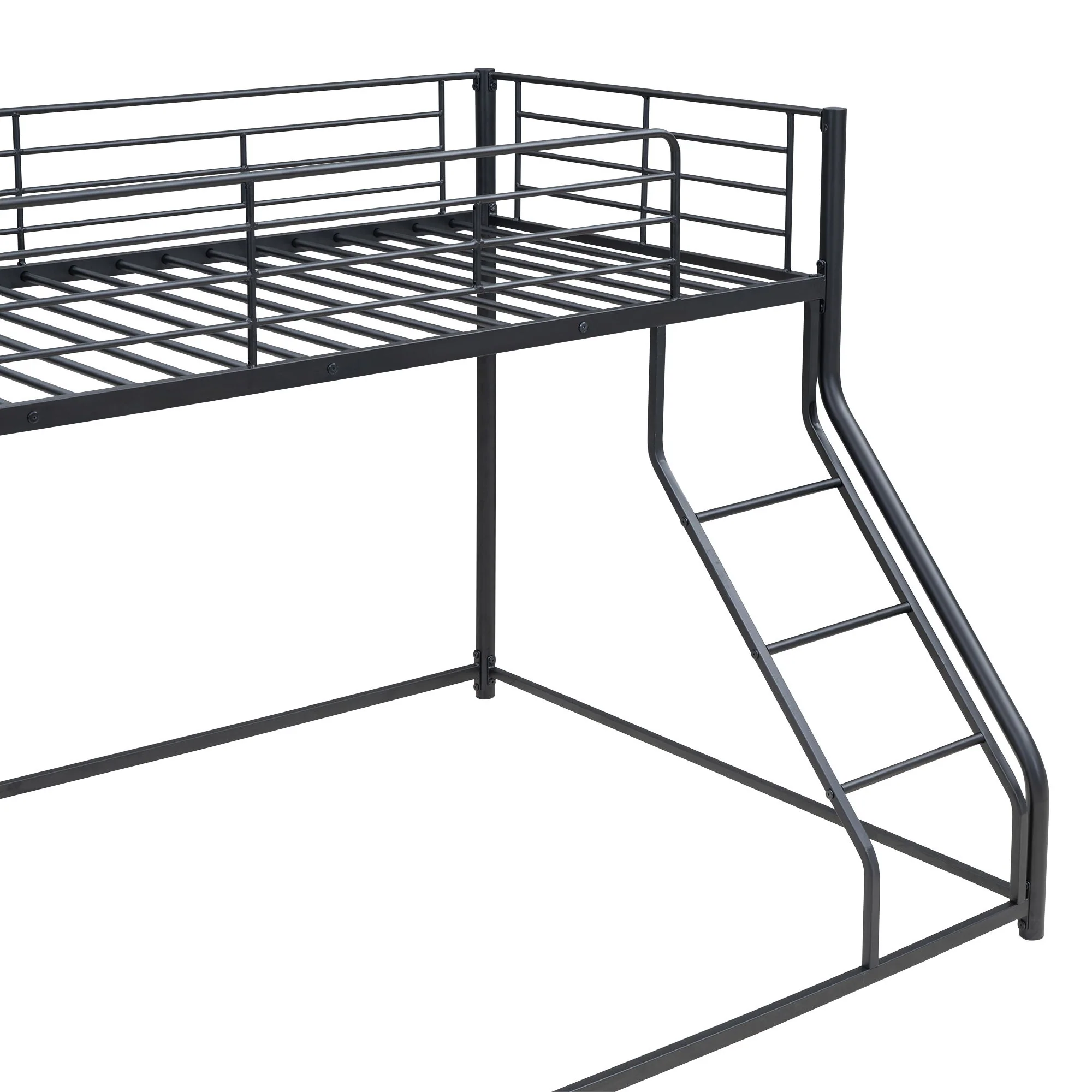 Metal Floor Bunk Bed With Sloped Ladder, Space Saving Design - Image 7