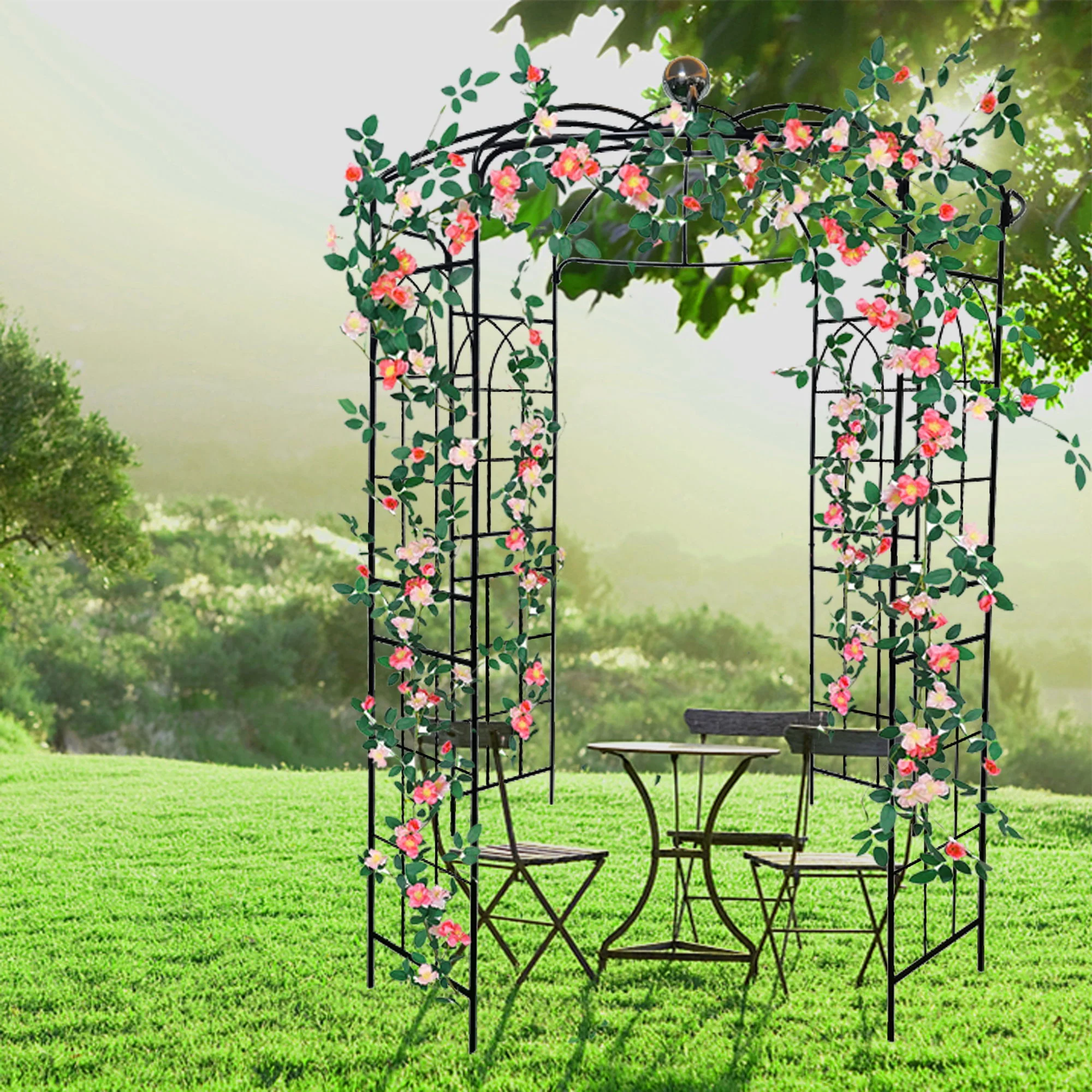 Metal Garden Arch Iron Garden Arbors Gazebo Dia High Birdcage Shape Pergola Pavilion For Wedding Ceremony - Image 11