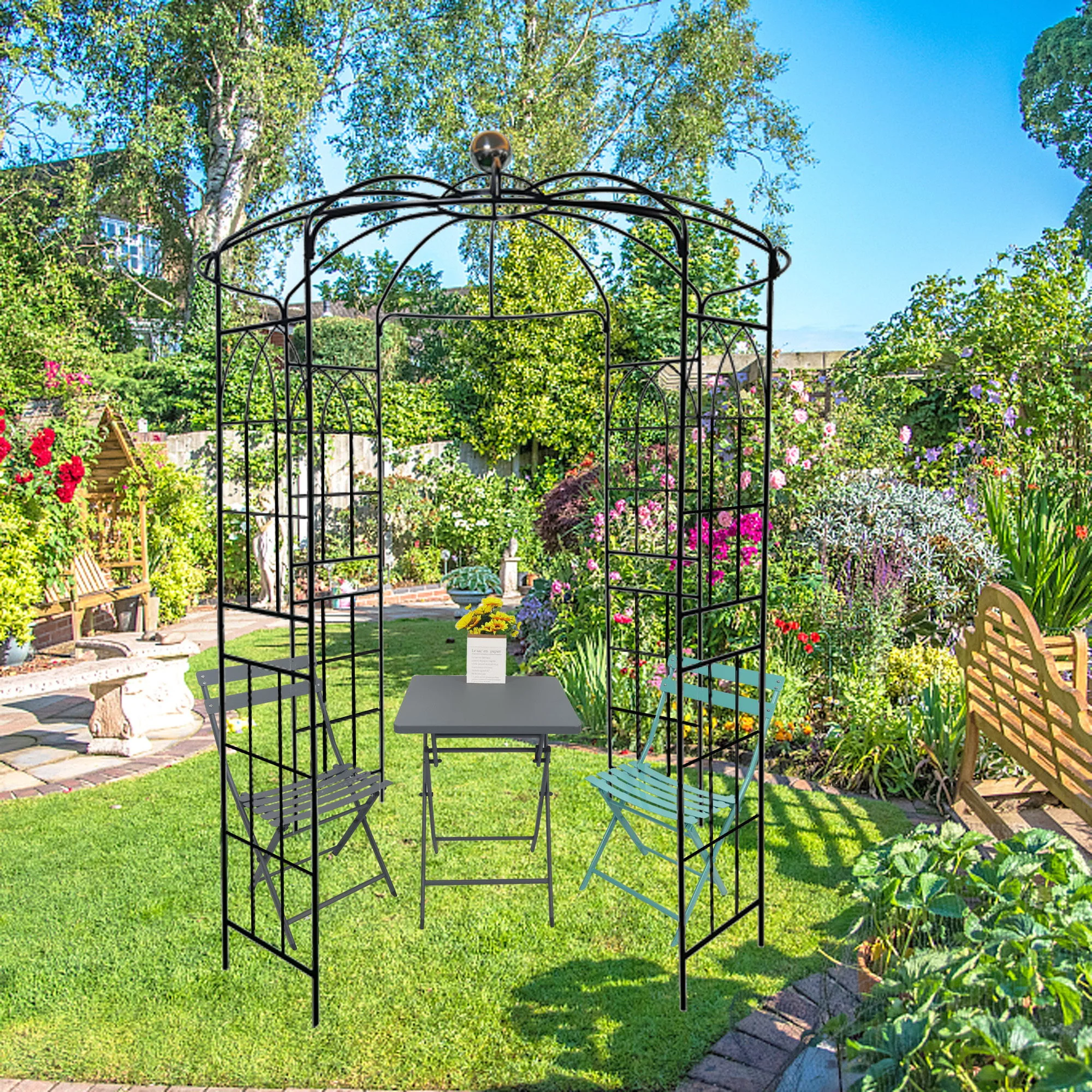 Metal Garden Arch Iron Garden Arbors Gazebo Dia High Birdcage Shape Pergola Pavilion For Wedding Ceremony - Image 18
