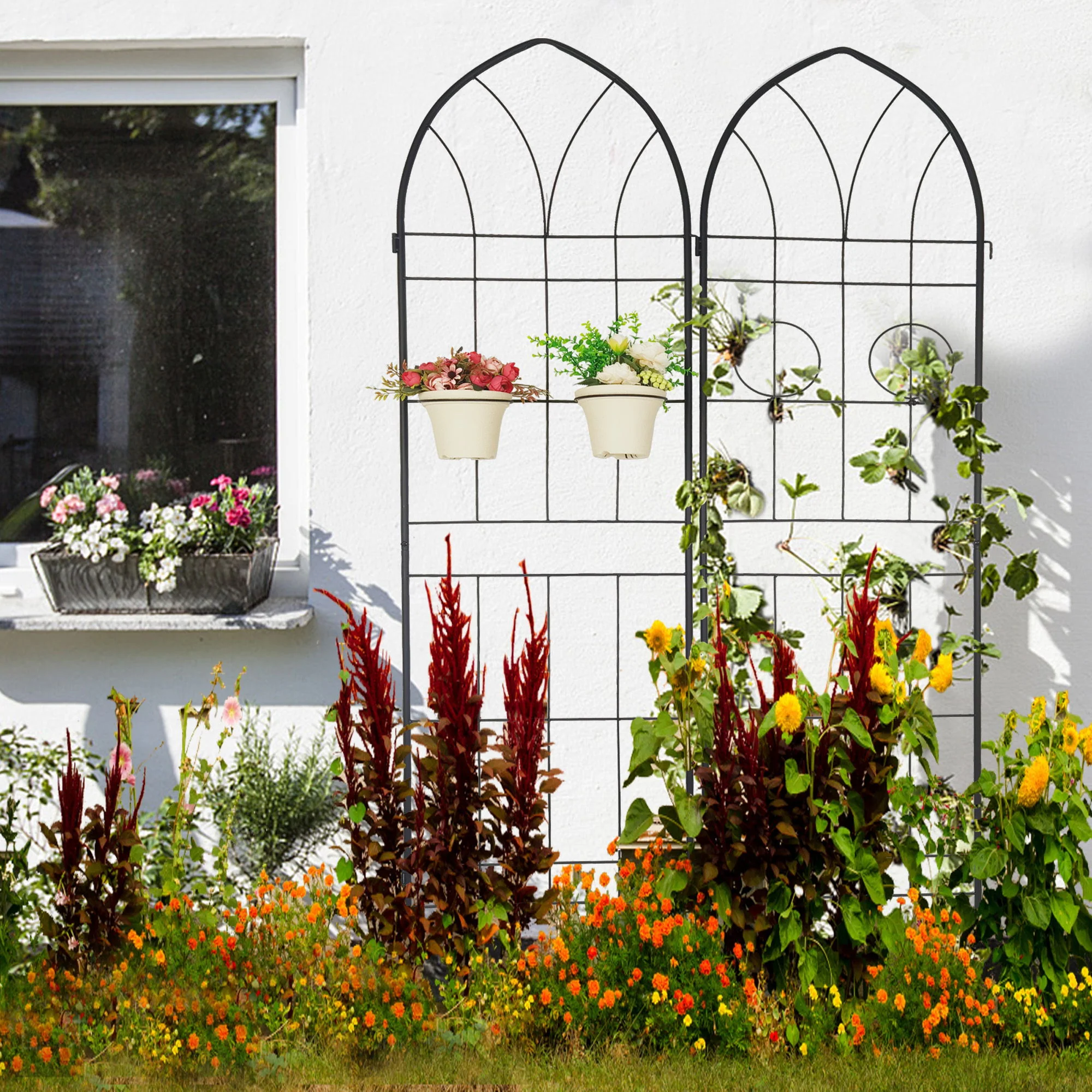 Metal Garden Trellis Rustproof Trellis For Climbing Plant, Outdoor Flower Support - Image 2