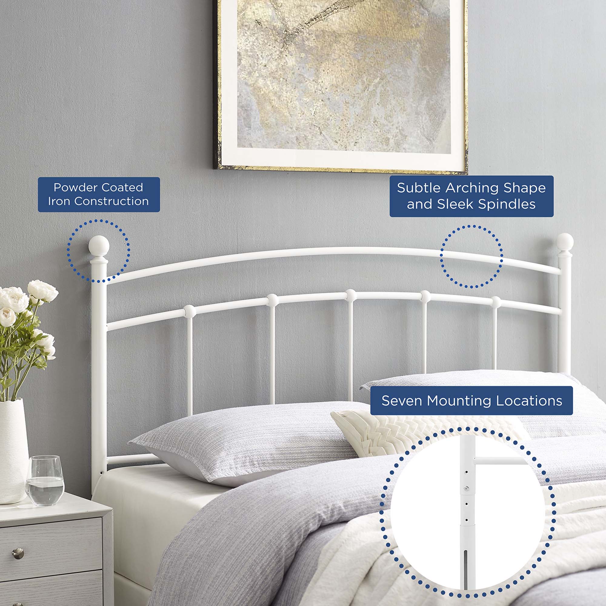 Metal Headboard with Arched Spindle Design - Image 77